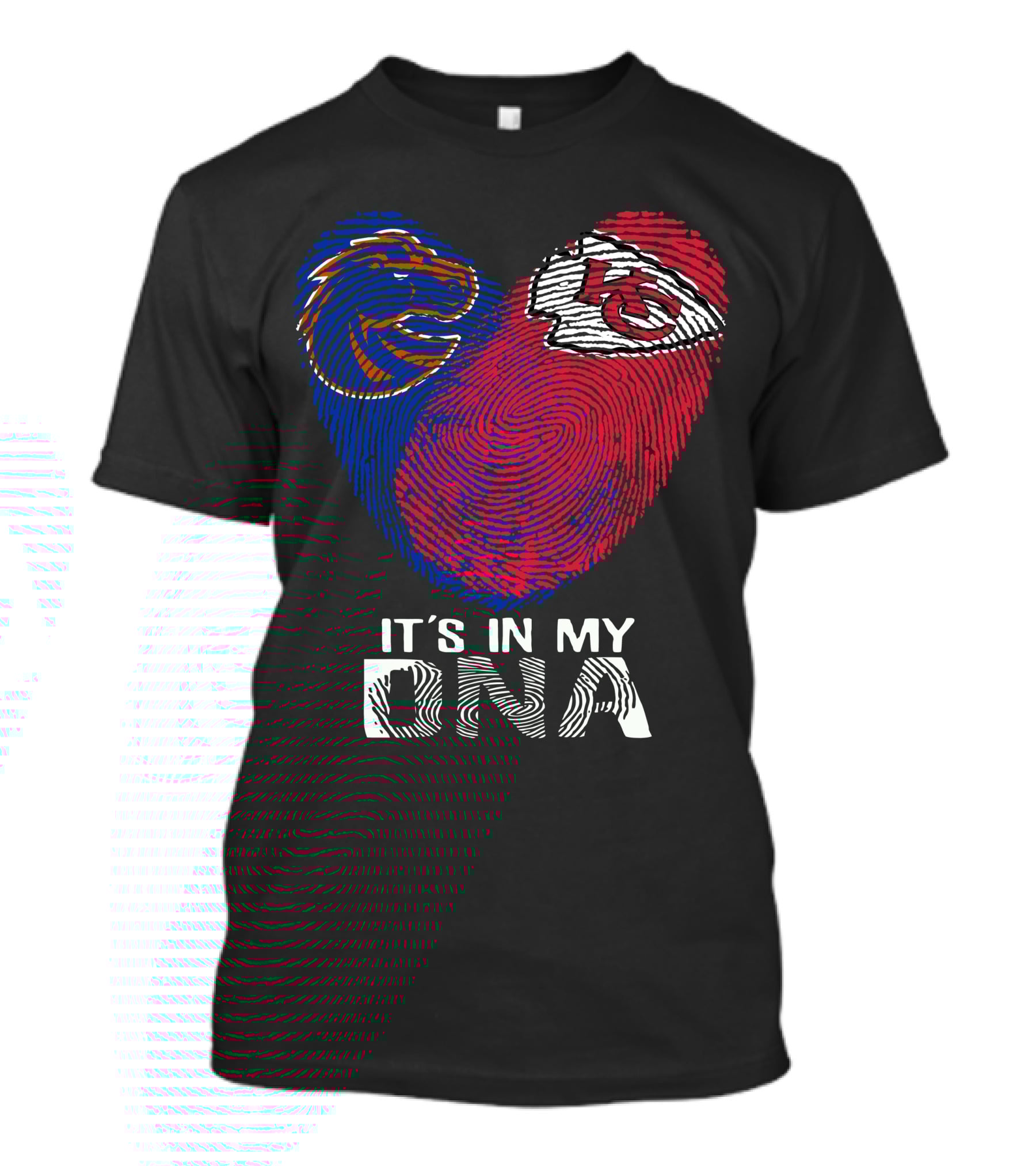 Boise State Broncos And Kansas City Chiefs It's In My DNA Fingerprint Heart T-Shirt