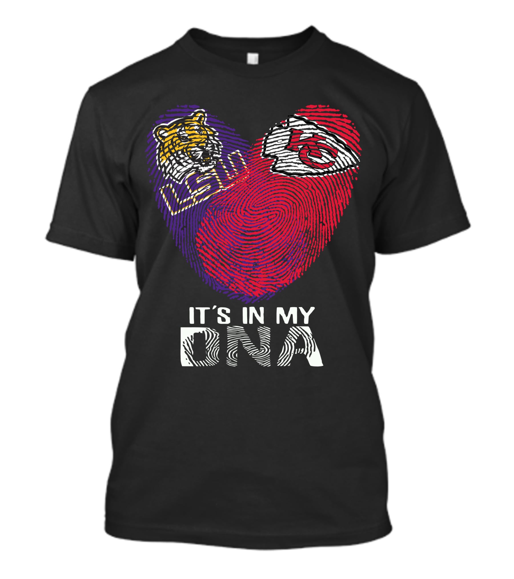 LSU Tigers Chiefs It's In My DNA Fingerprint Heart T-Shirt