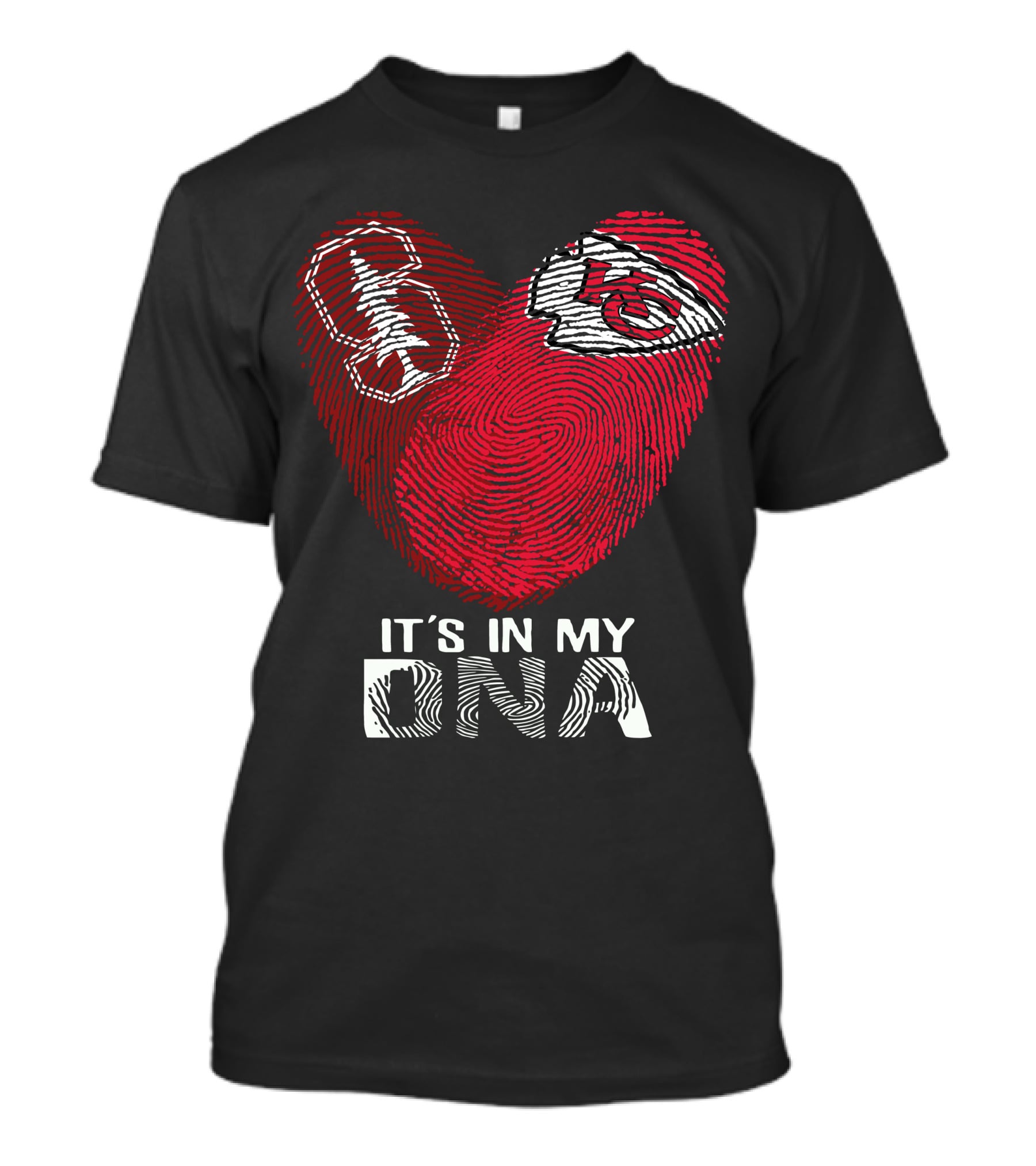 It's In My DNA Cardinals Chiefs Heart Fingerprint T-Shirt