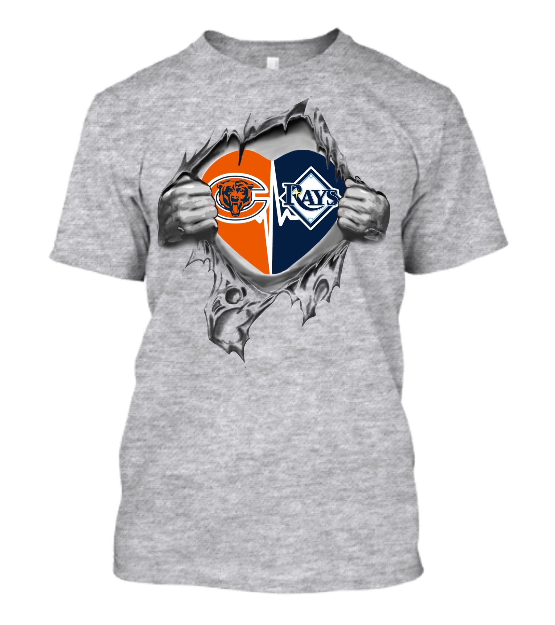 Bears Rays Heart Split Logos With Hands T-Shirt