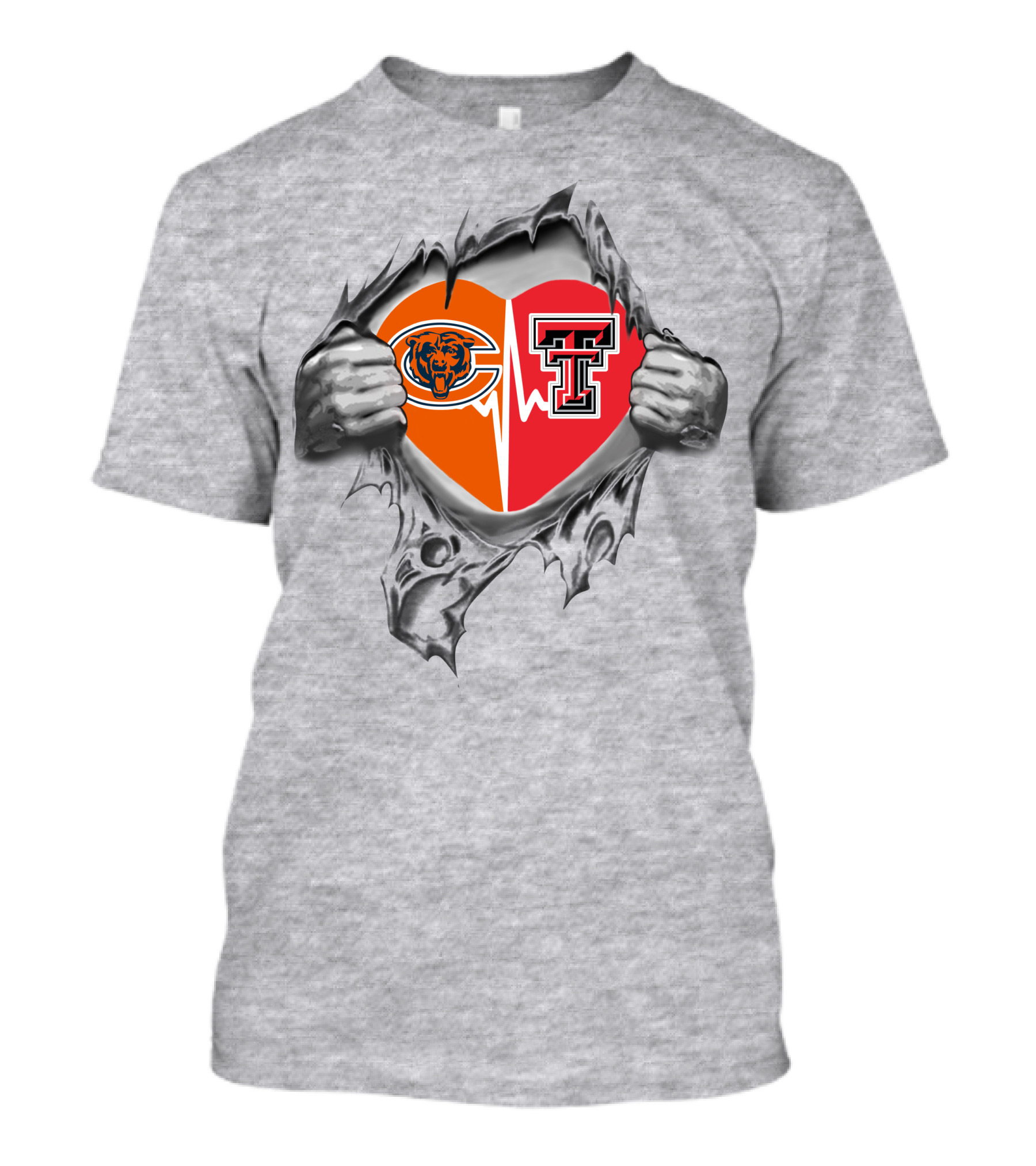 Bears Heartbeat Texas Tech Inside My Heart T-Shirt