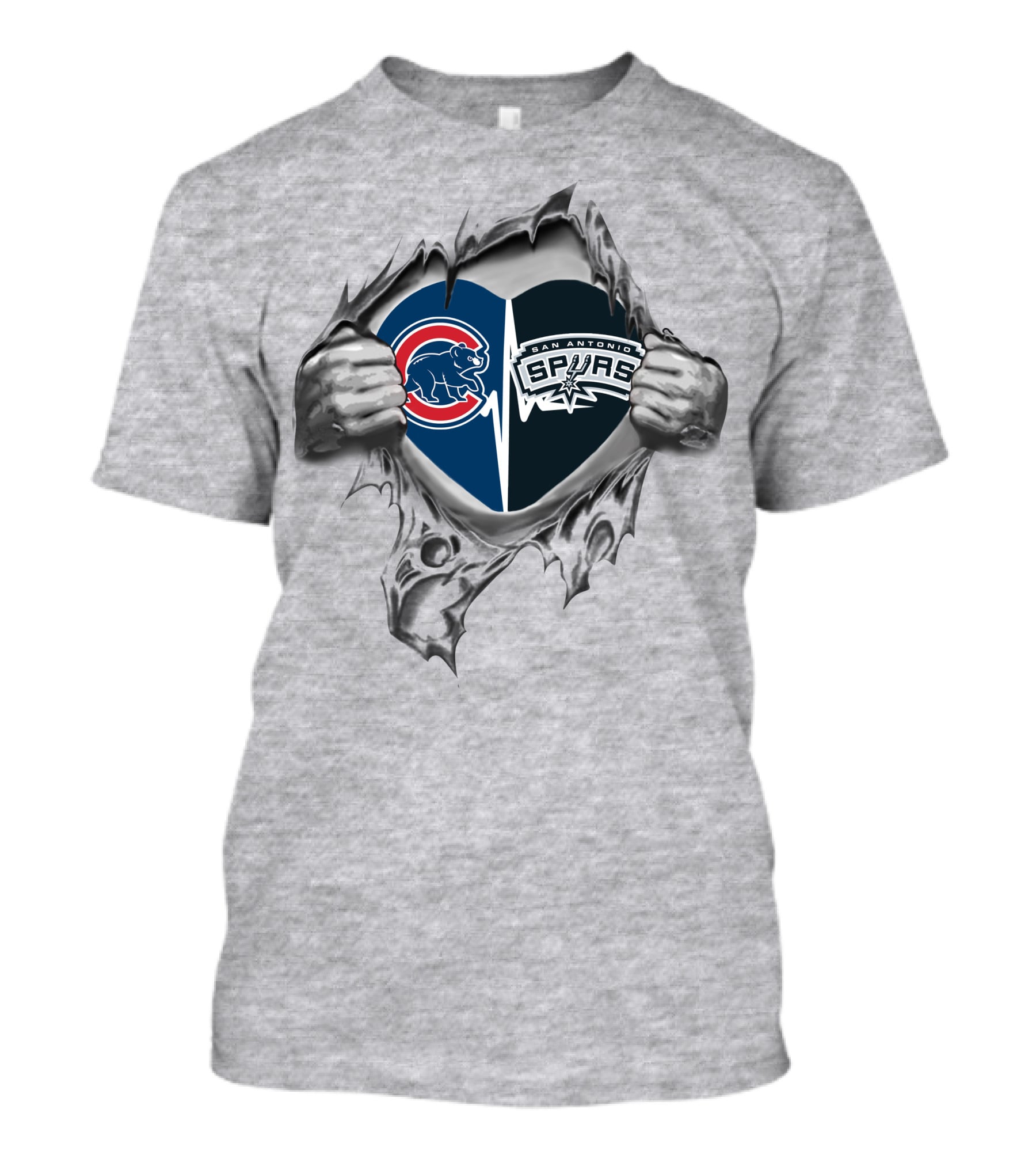 Chicago Cubs San Antonio Spurs Torn Heart Fusion T-Shirt