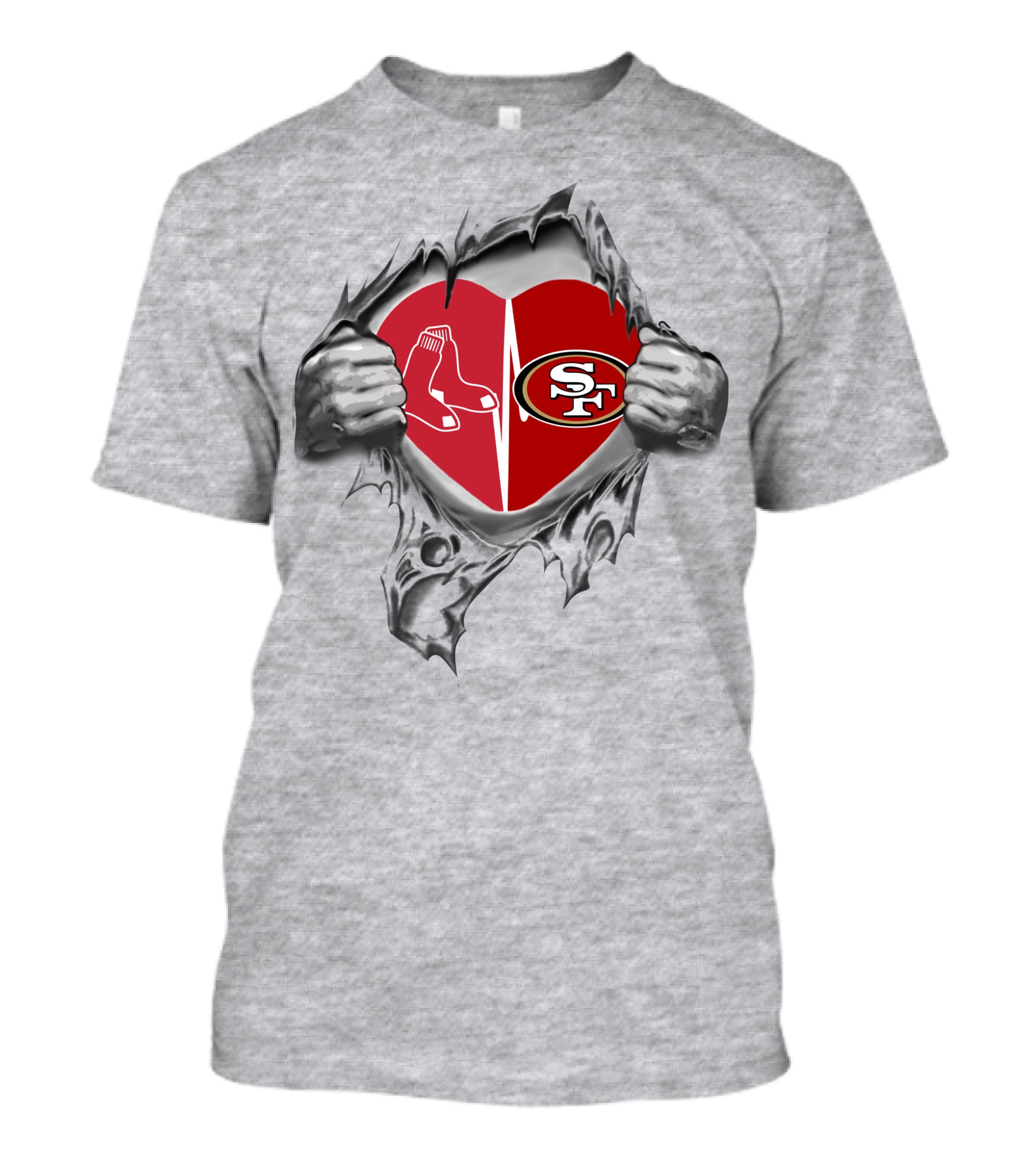 San Francisco 49ers Boston Red Sox Heart T-Shirt