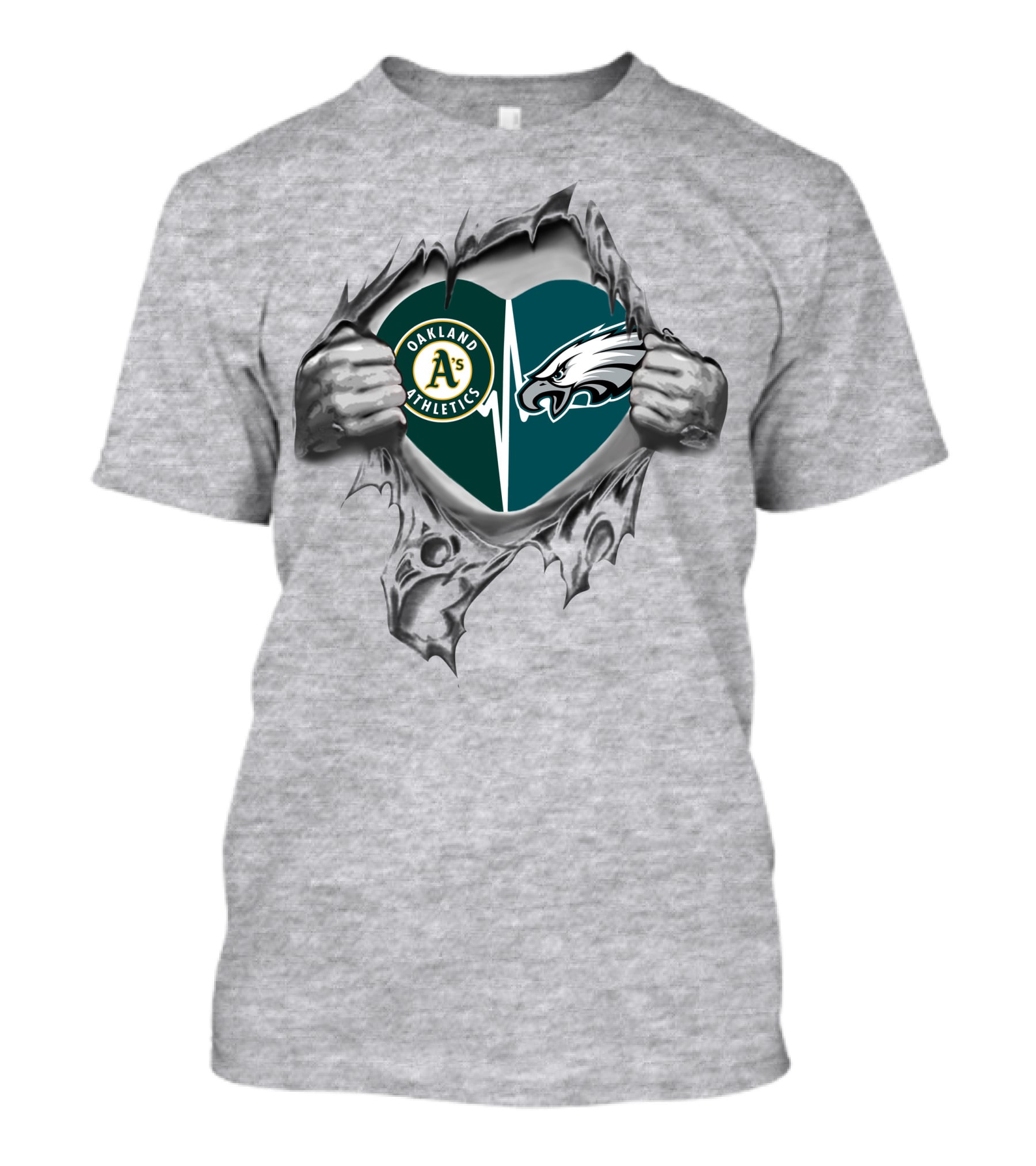 Eagles Athletics Oakland Athletics Heart Beat T-Shirt