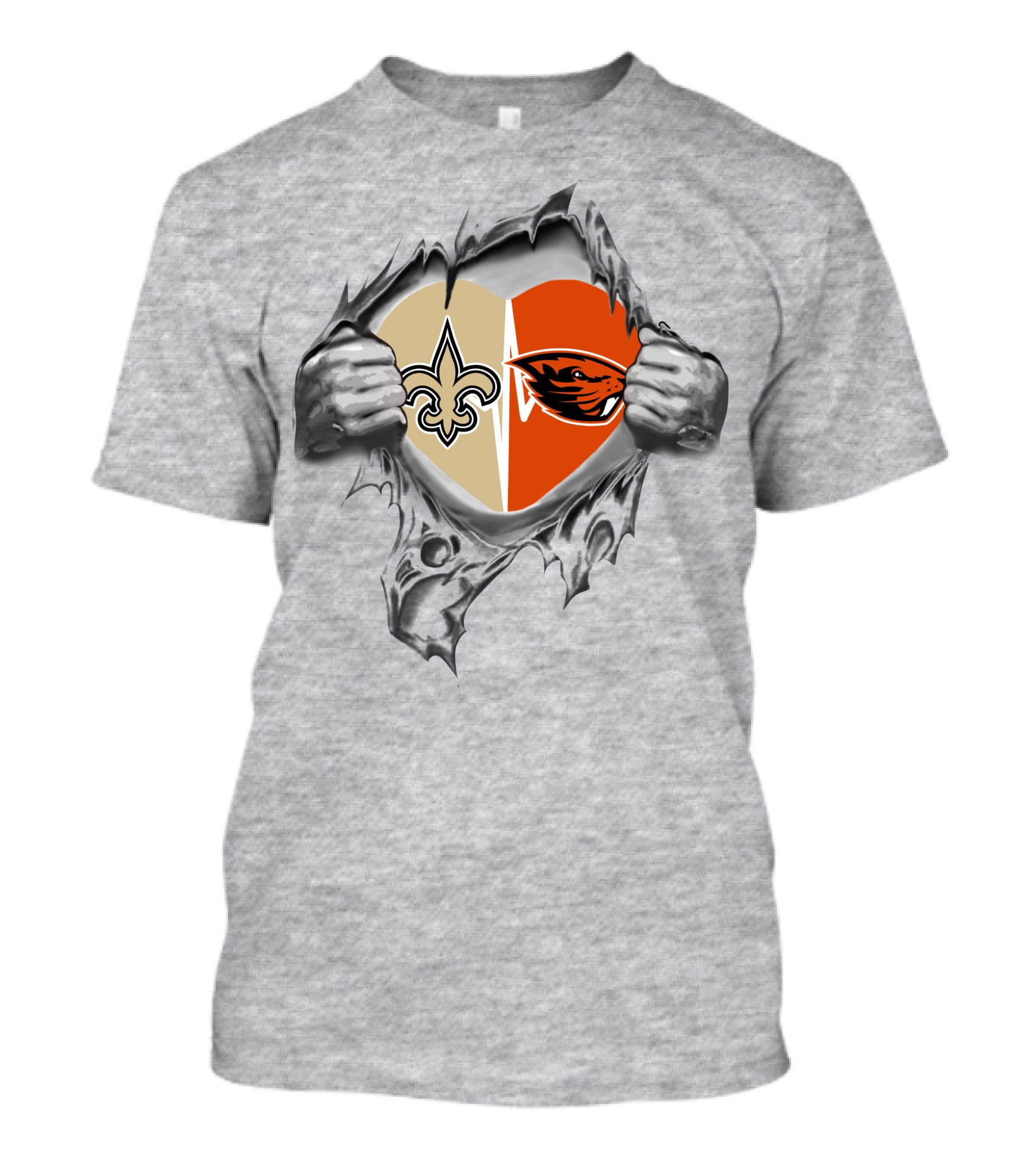 Saints Beavers Heart Logo With Fleur-de-lis And Beaver Emblem T-Shirt