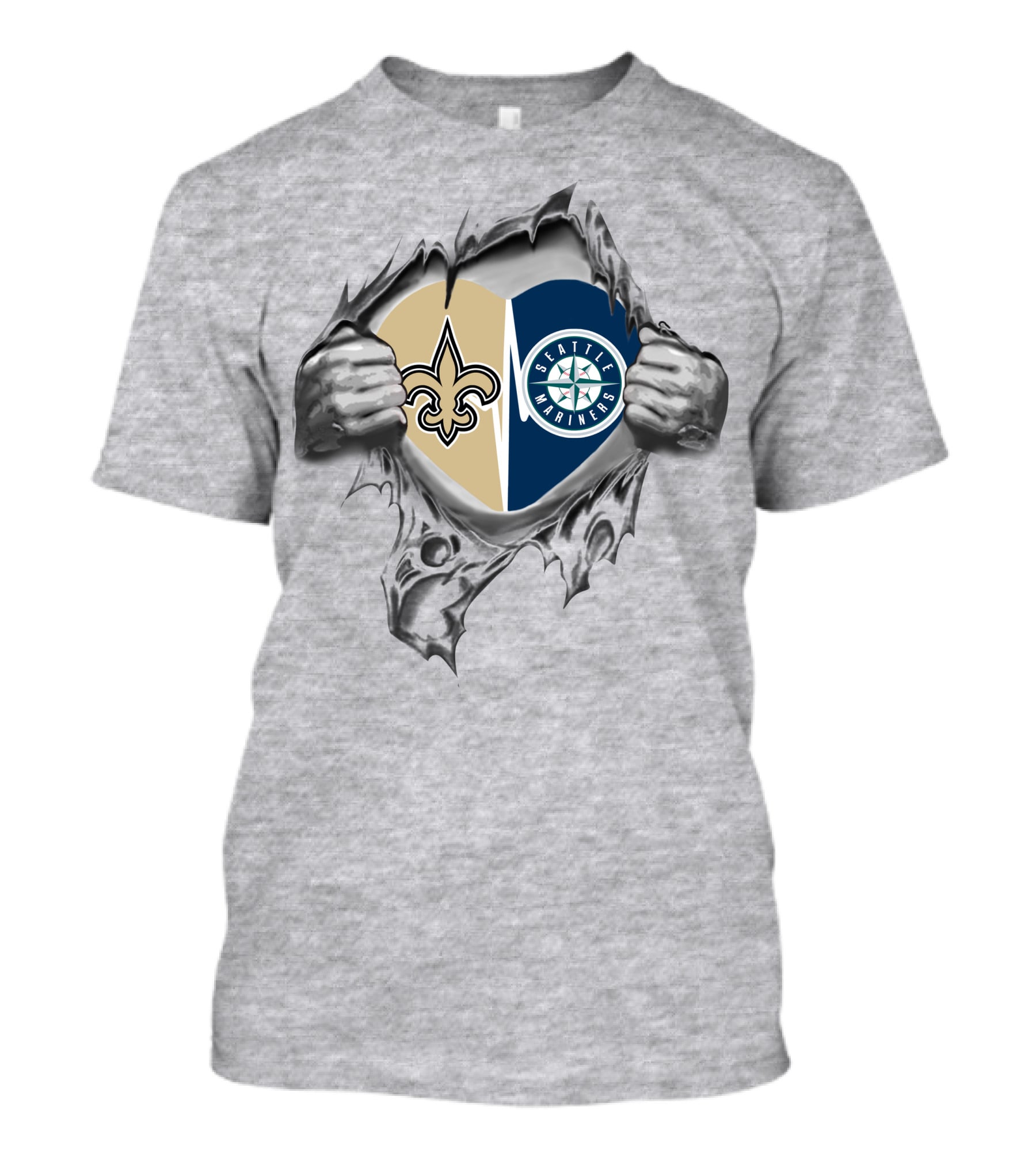 Saints Mariners Heart With New Orleans And Seattle T-Shirt