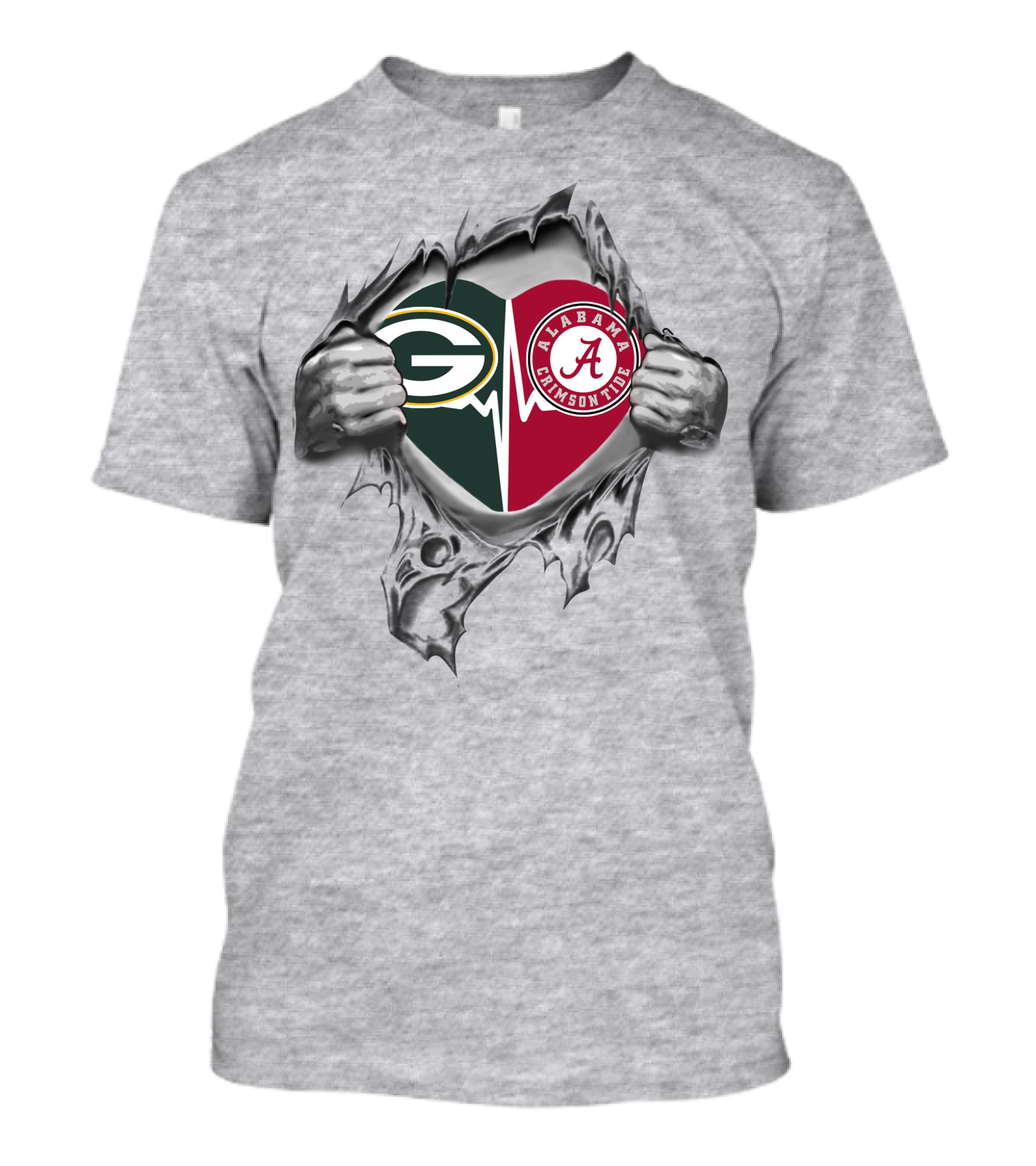 Green Bay Packers Alabama Crimson Tide Fan Heart T-Shirt