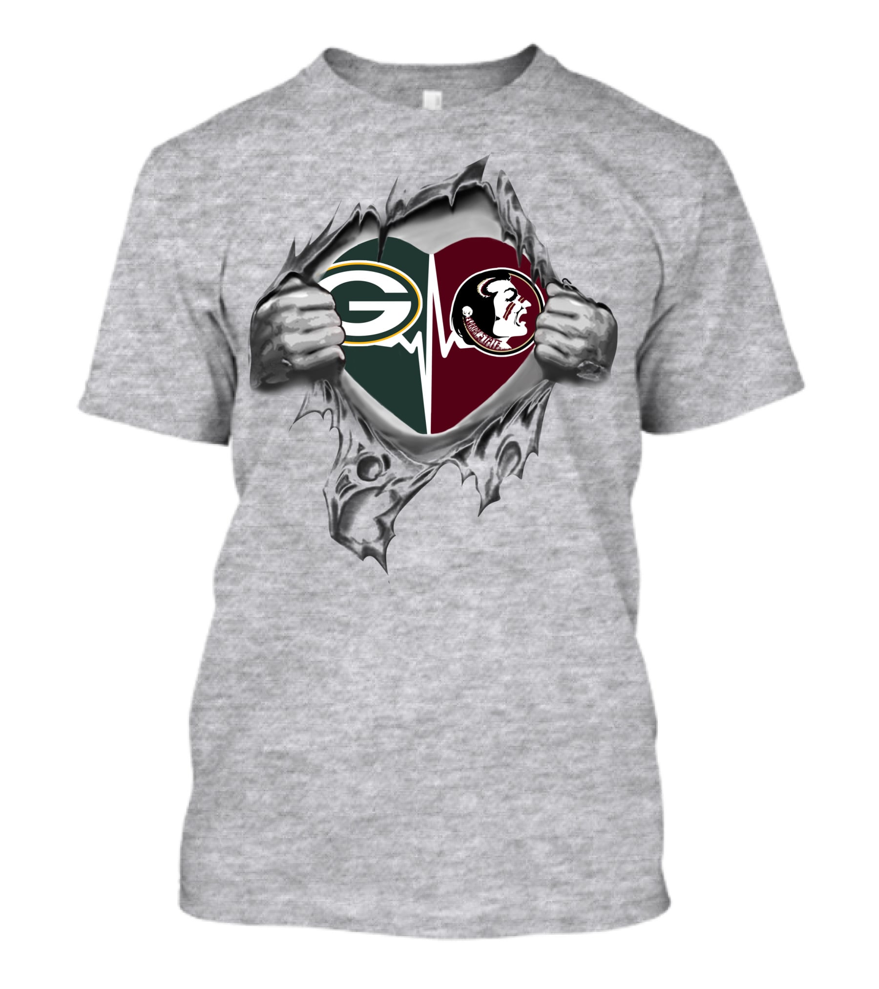 Green Bay Packers Florida State Seminoles Heartbeat T-Shirt