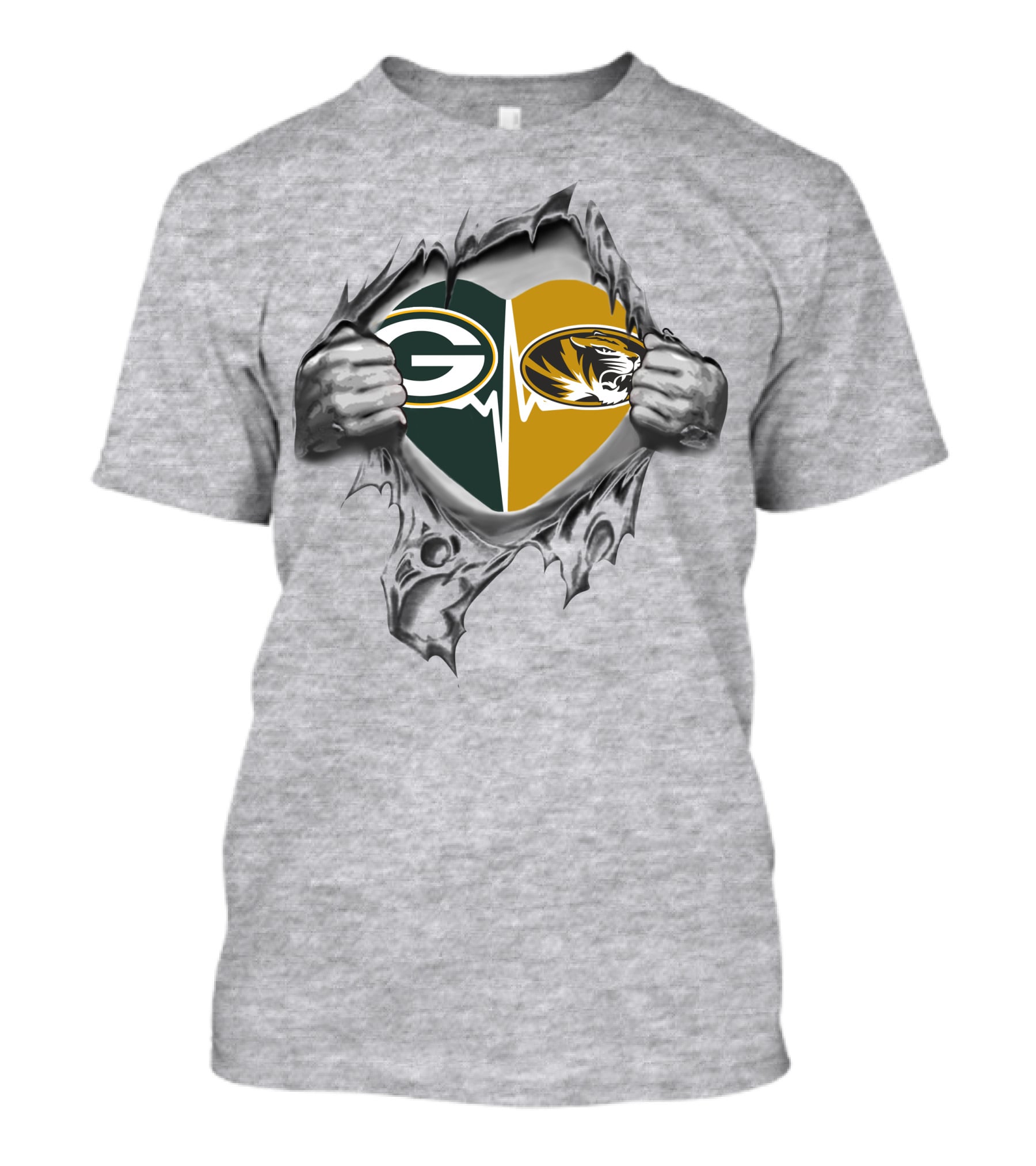 Green Bay Packers Missouri Tigers Heart T-Shirt