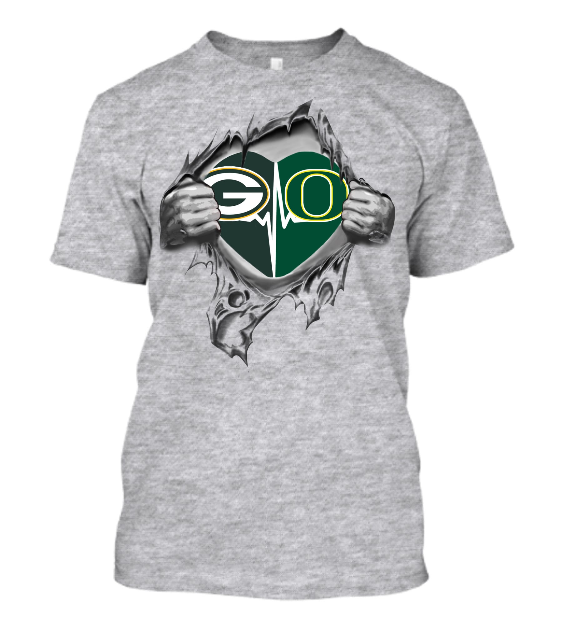 Green Bay Packers Oregon Ducks Heartbeat T-Shirt