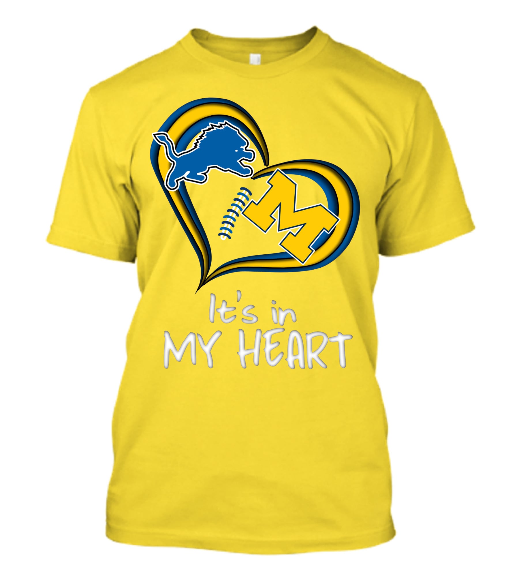 Lions Michigan M Heart It's In My Heart T-Shirt