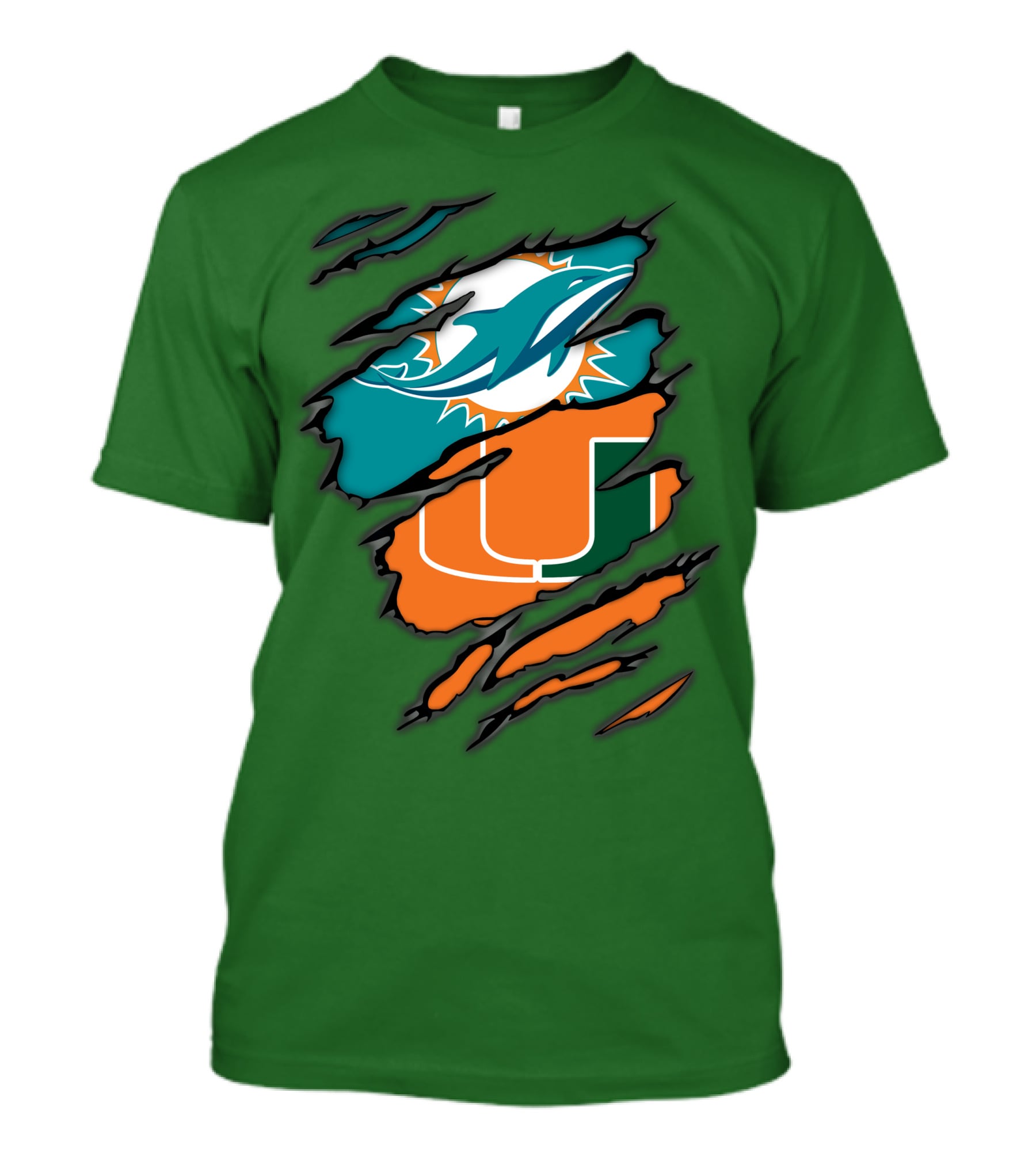 Miami Dolphins Miami Hurricanes Logo Blend T-Shirt