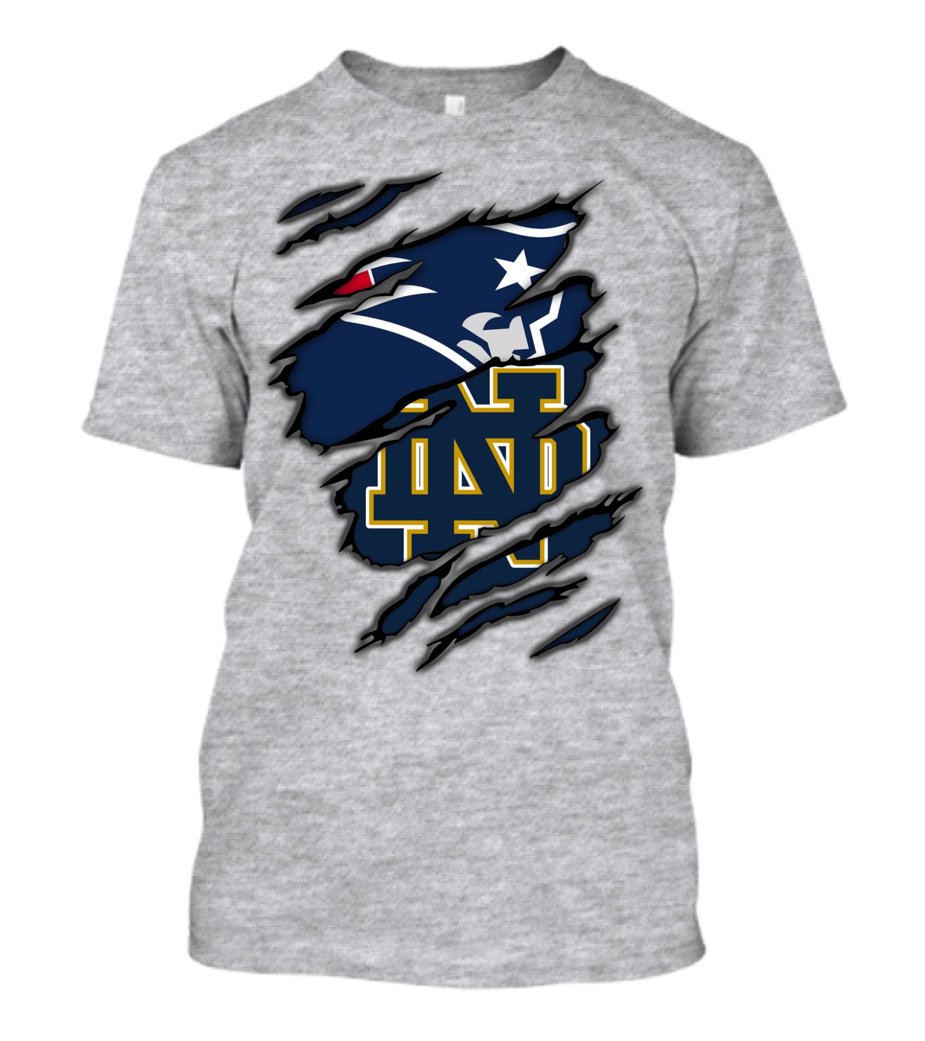 New England Patriots Notre Dame Fighting Irish Logo Mashup T-Shirt