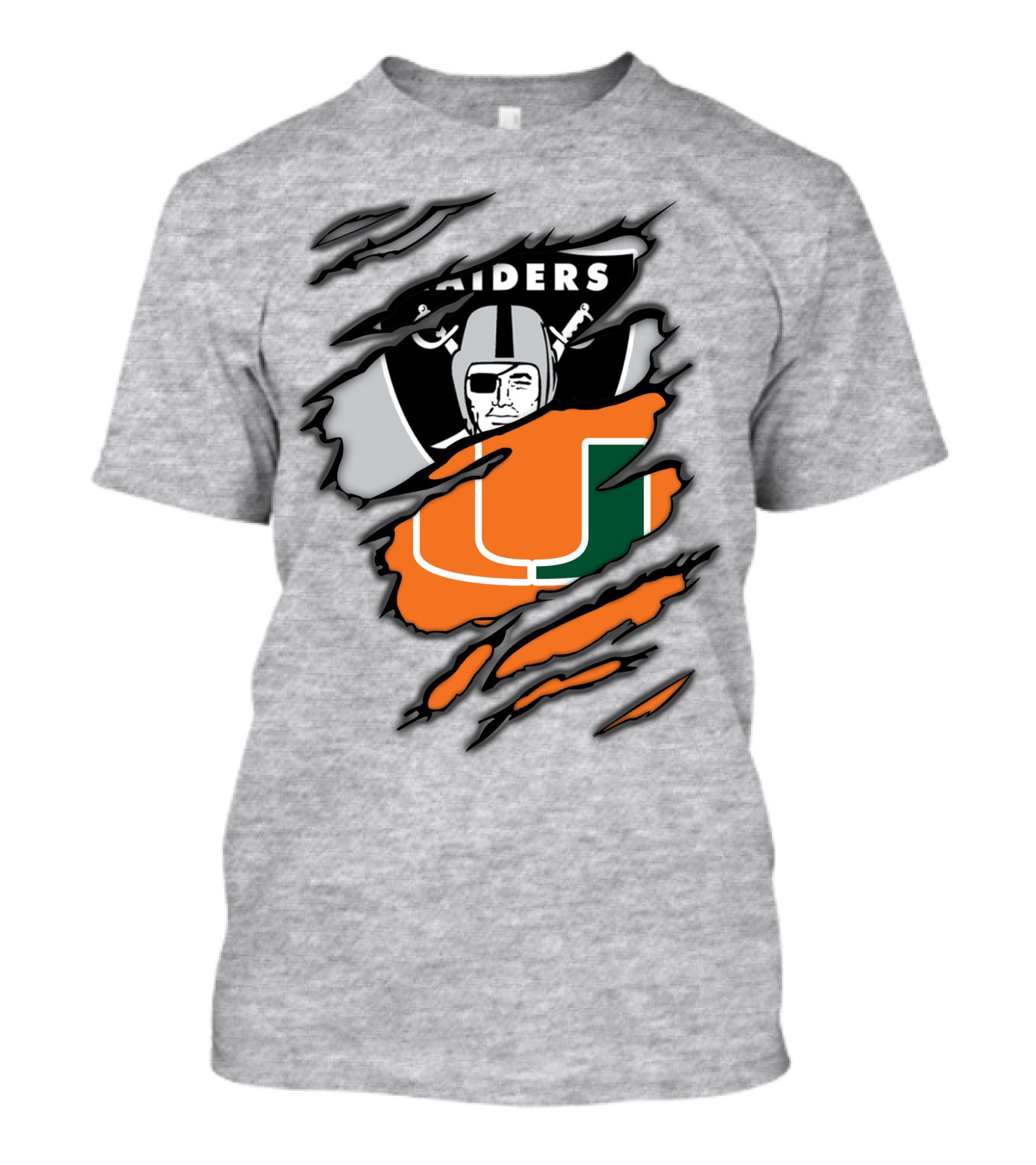 Raiders And Miami Hurricanes Split T-Shirt