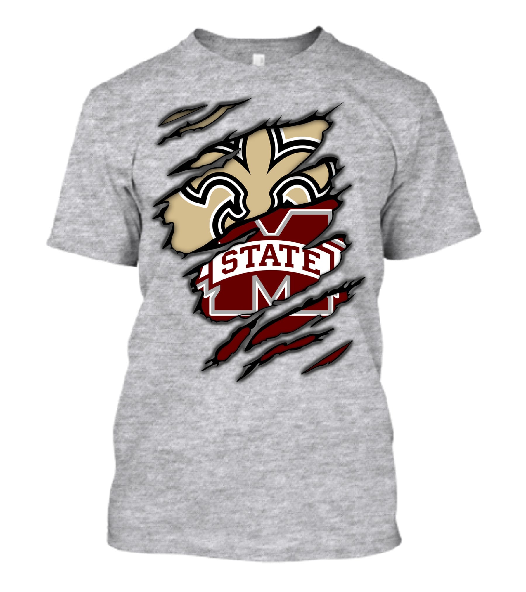 Saints Mississippi State Bulldogs Fleur-de-Lis Logo Combo T-Shirt