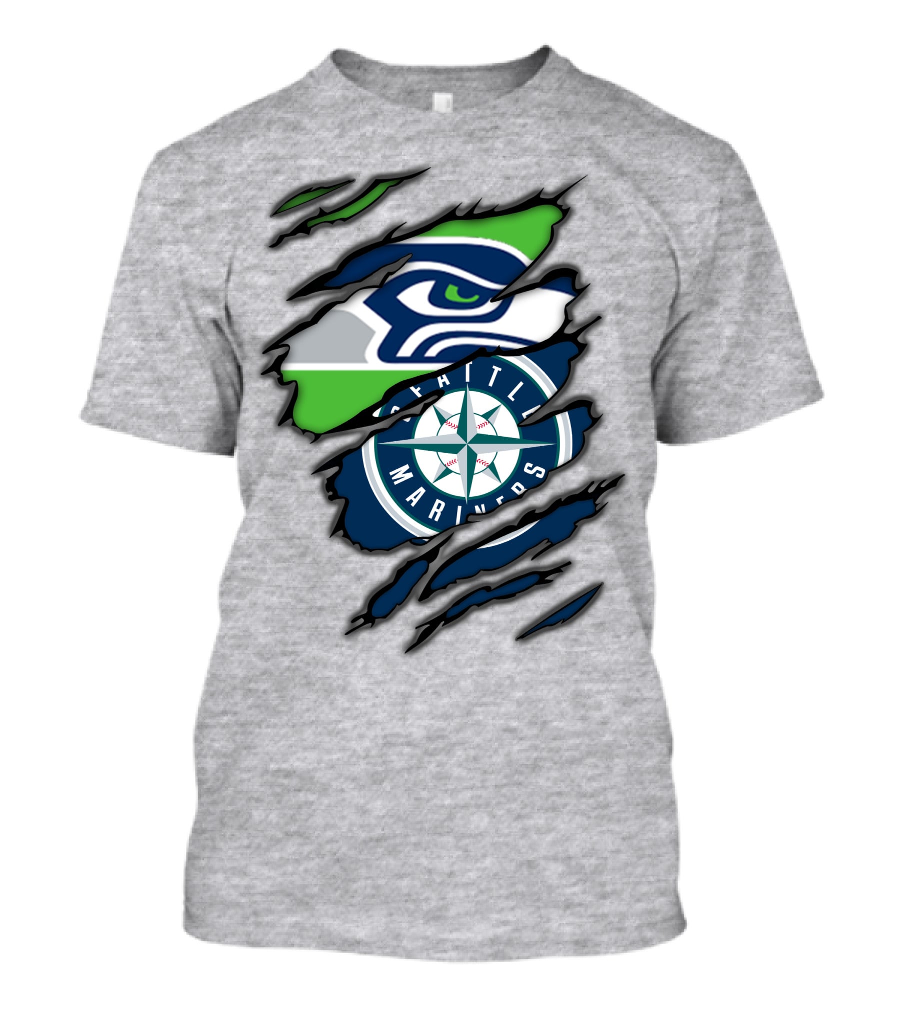 Seattle Seahawks Seattle Mariners Logo Fusion T-Shirt