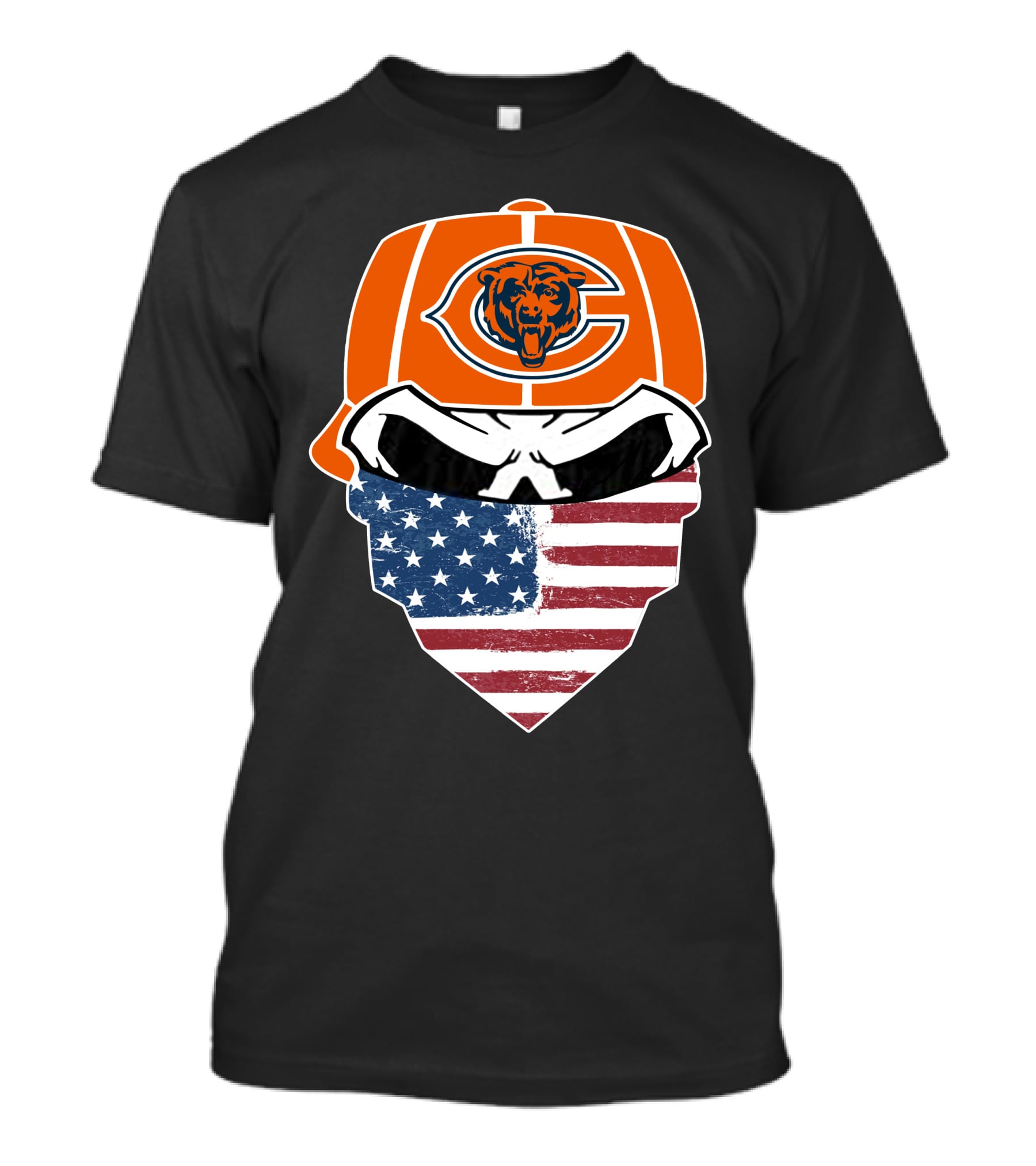 Chicago Bears American Flag Bandana Mask Fan Tribute T-Shirt