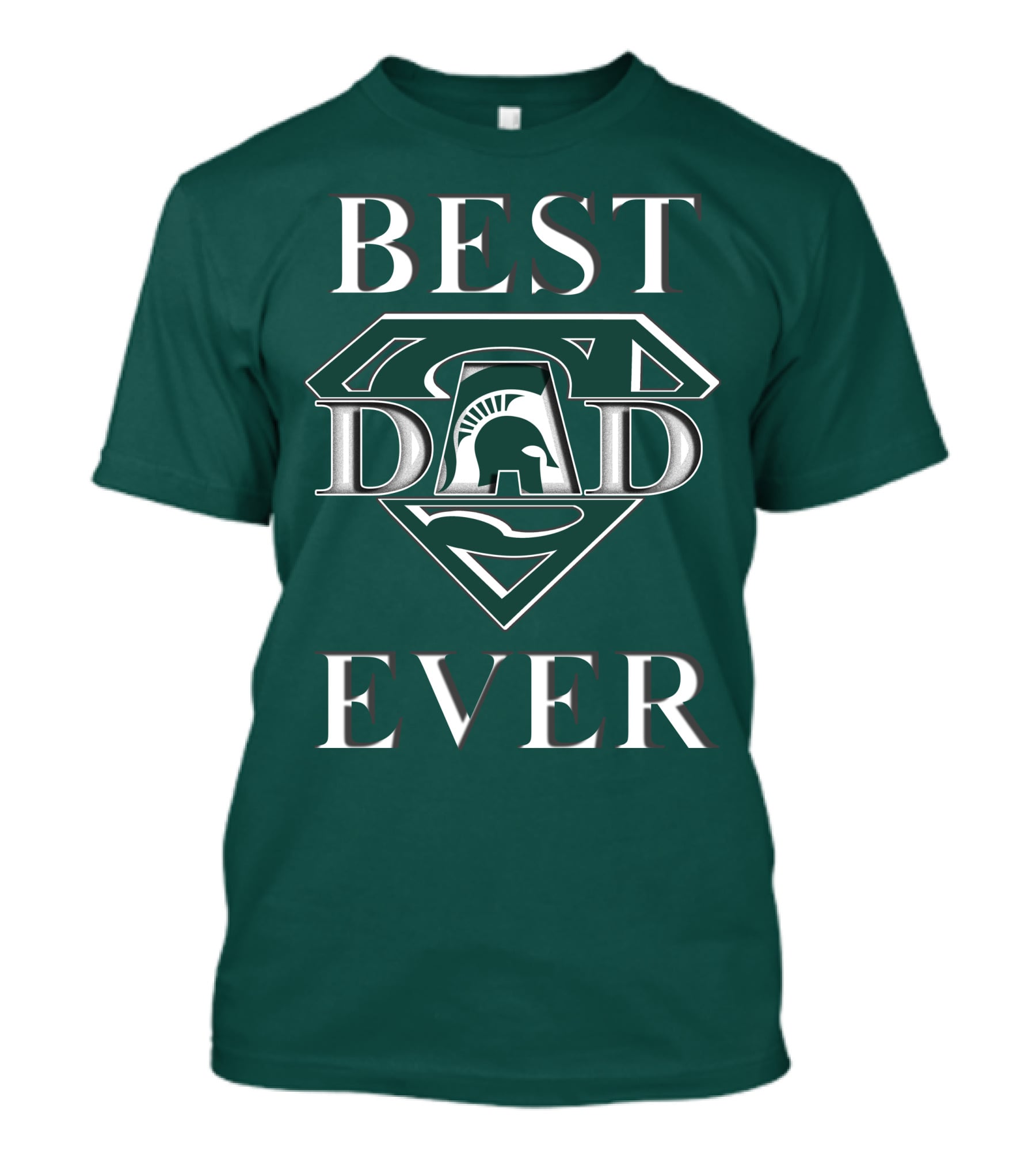 Michigan State Spartans Best Dad Ever Spartan Logo Superhero Badge T-Shirt