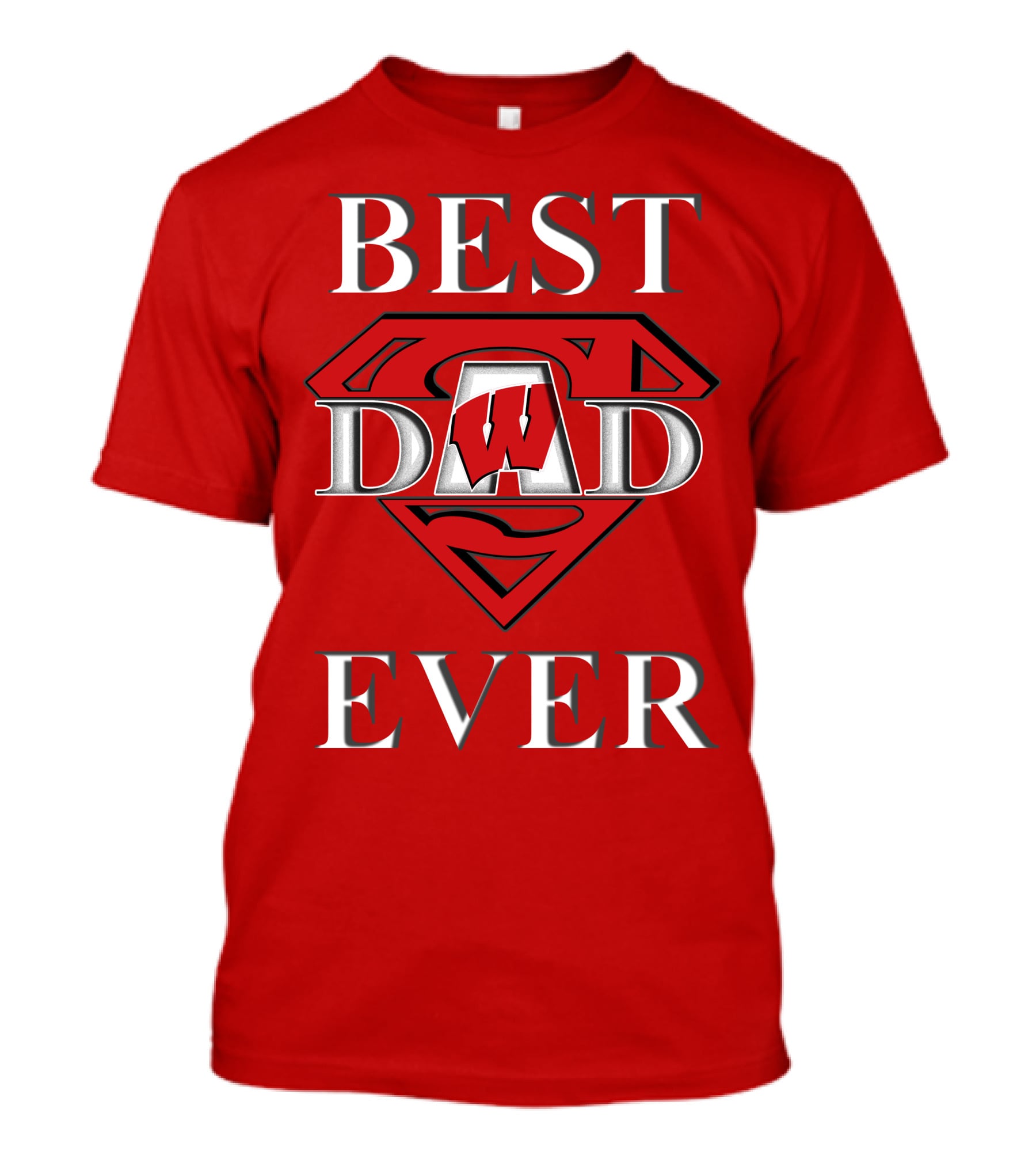 Best Dad Ever Wisconsin Badgers Super Dad Shield T-Shirt