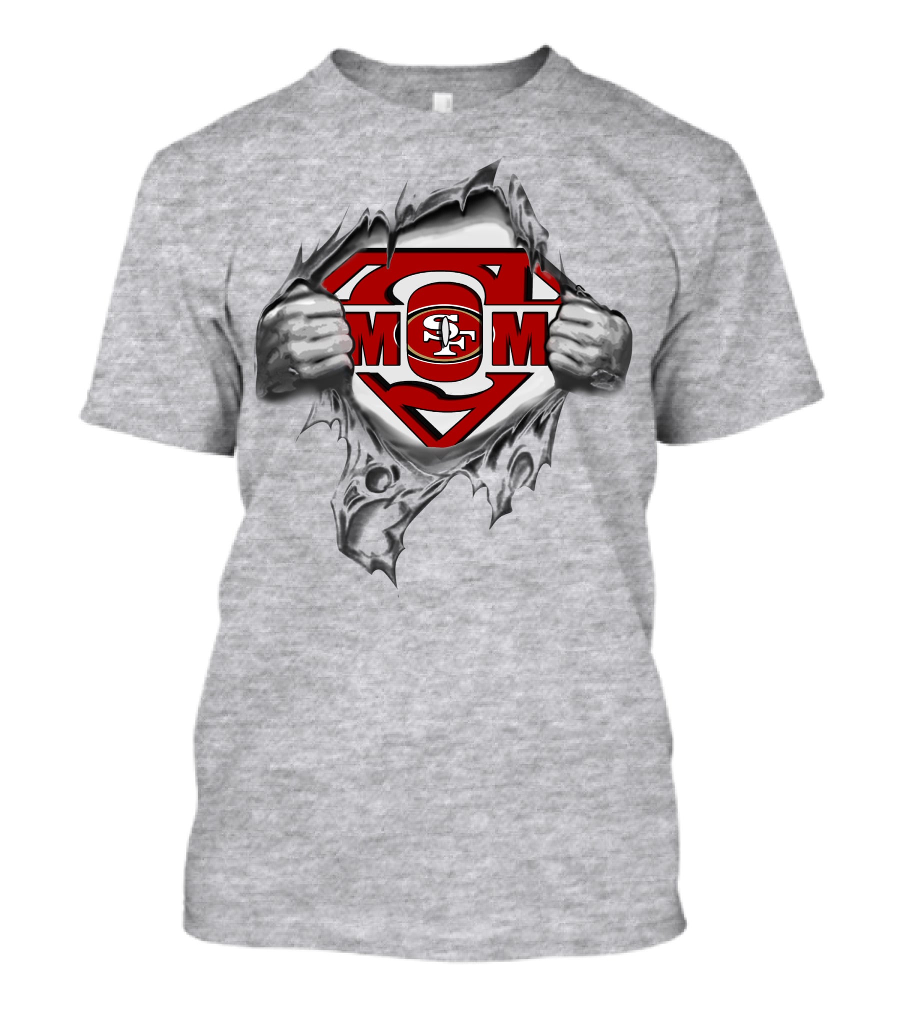49ers Super Mom Emblem With Strength And Heroic Theme Elements T-Shirt