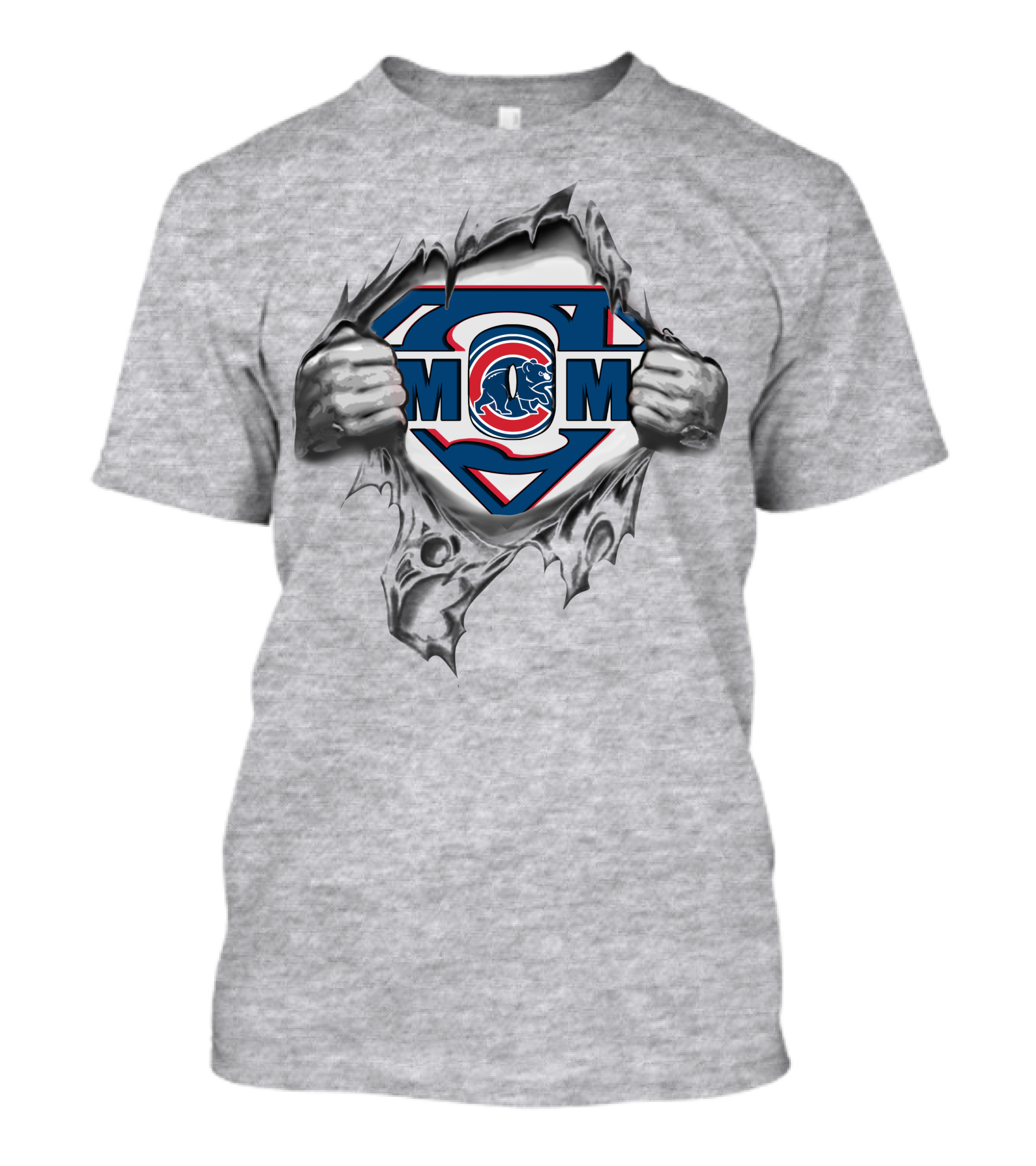 Chicago Cubs Superman Mom Logo Tear Reveal T-Shirt
