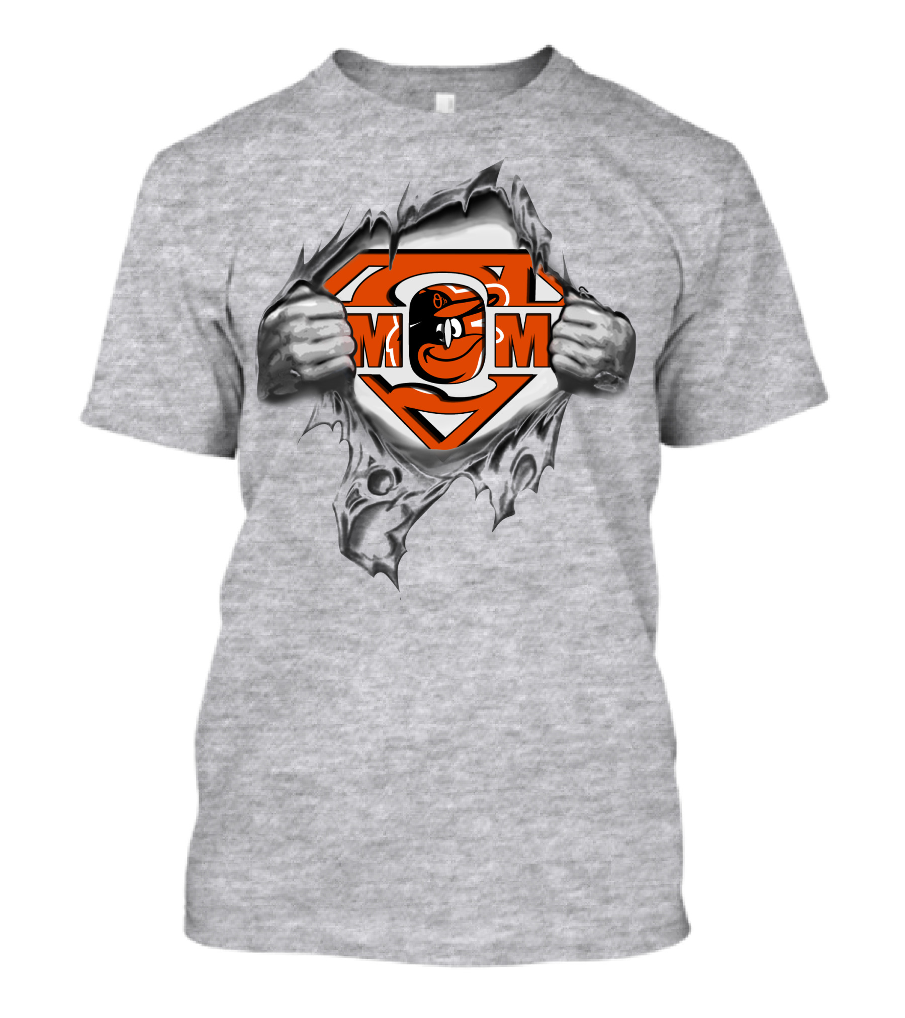 Orioles Superman Style Logo With Bird Emblem Pulled Apart By Hands T-Shirt