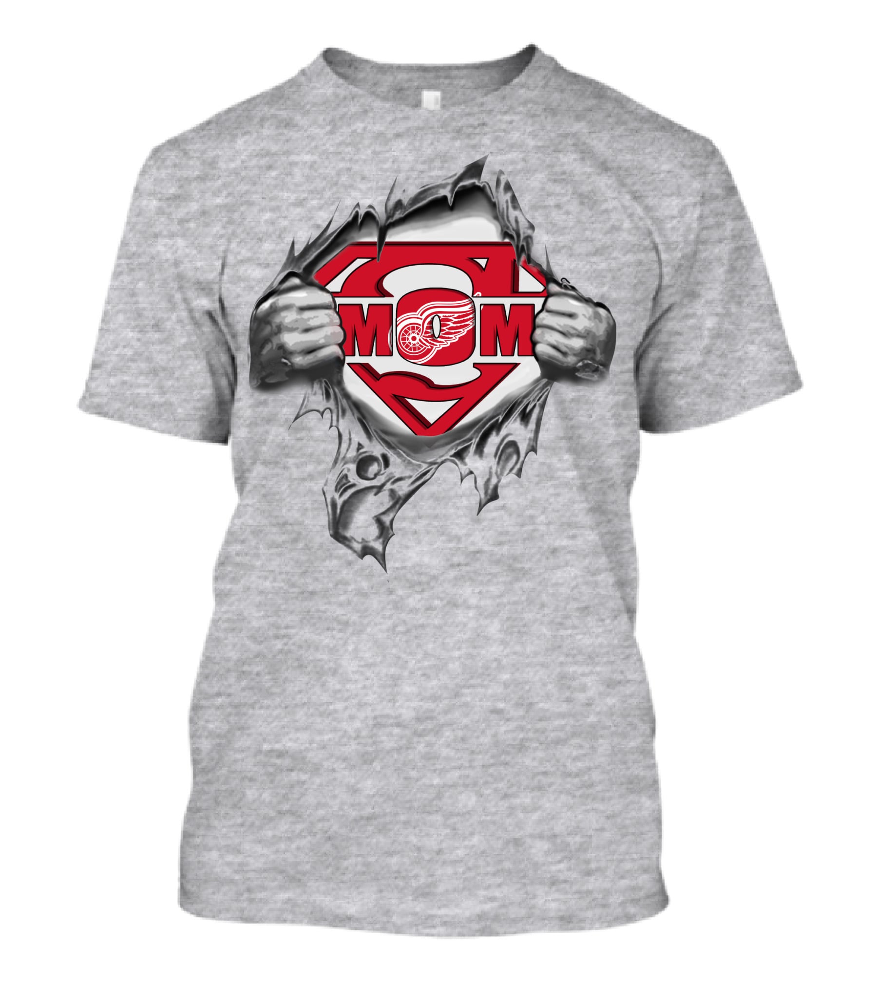 Detroit Red Wings Super MOM Logo Tear Open T-Shirt