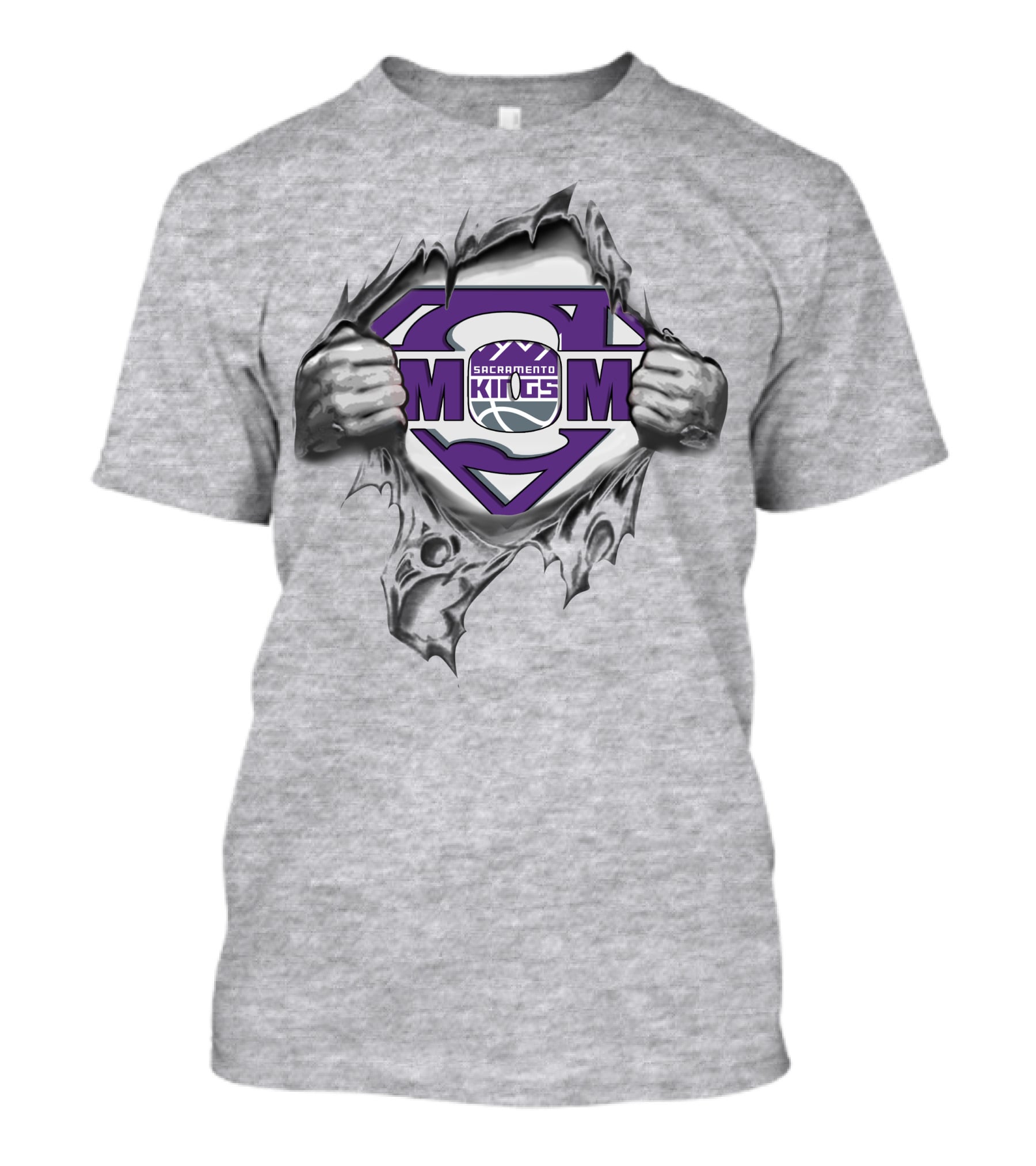 Sacramento Kings Super Mom Logo Torn Effect T-Shirt