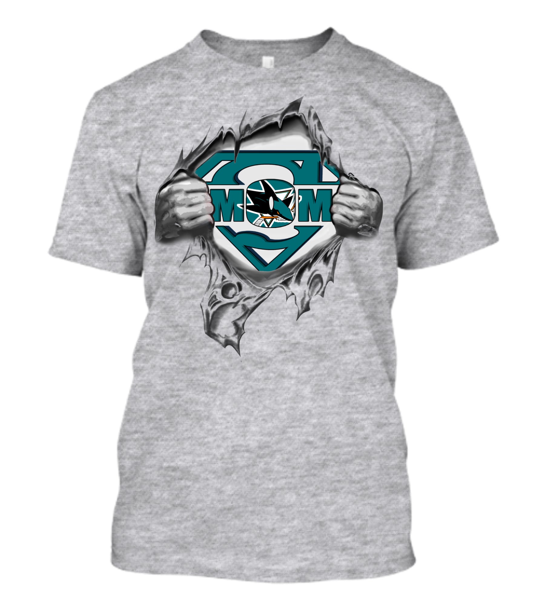 San Jose Sharks Super Mom Logo Rip T-Shirt