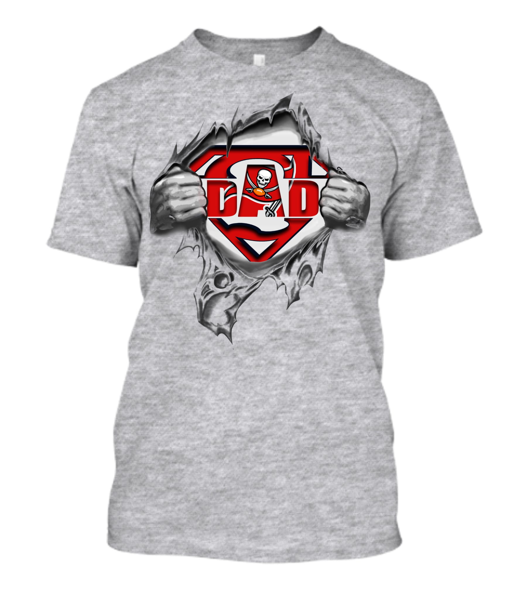 Buccaneers Super Dad Logo With Skull And Crossed Swords Superman Style T-Shirt