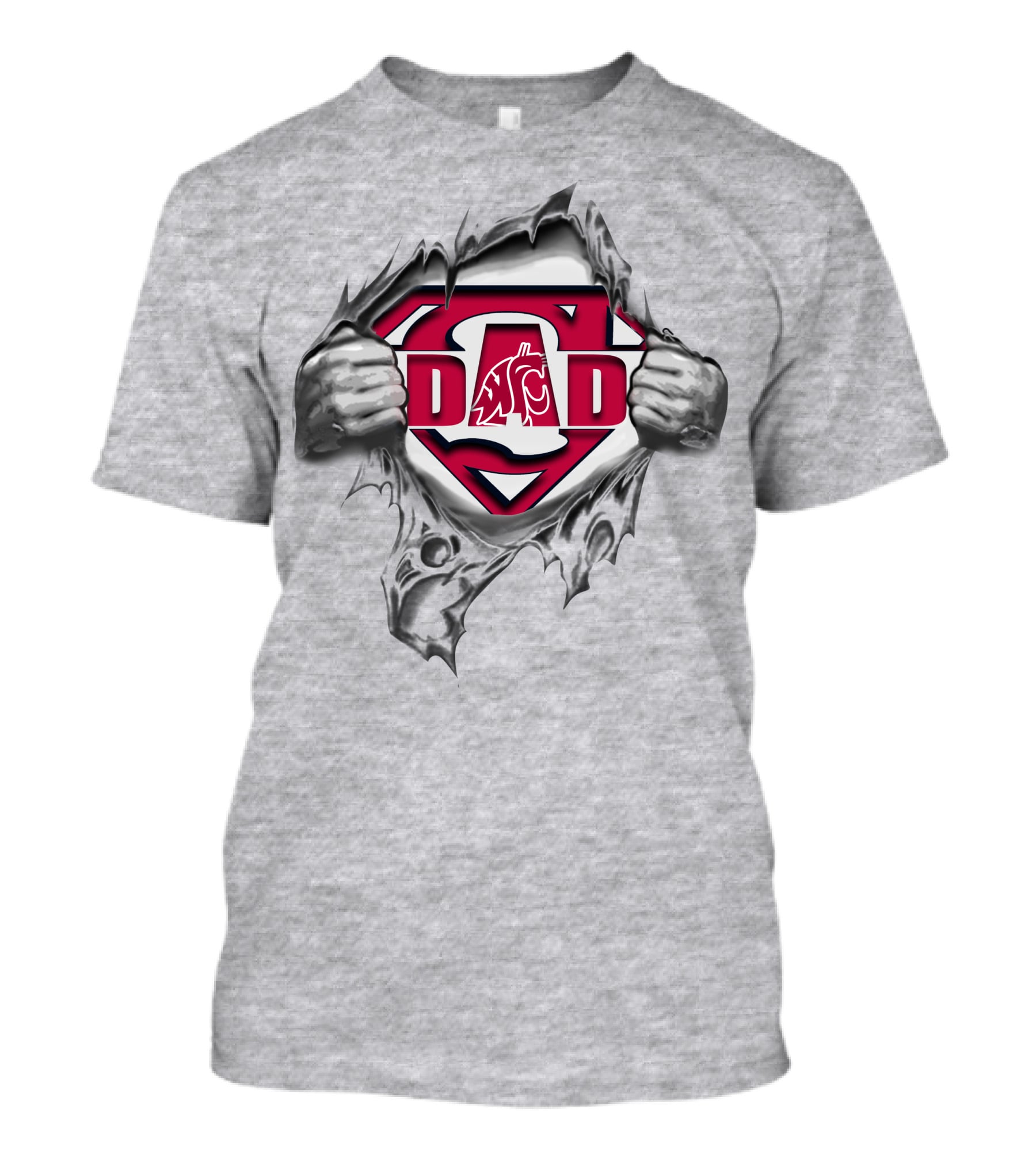 Washington State Cougars Super Dad Logo With Superman Motif T-Shirt