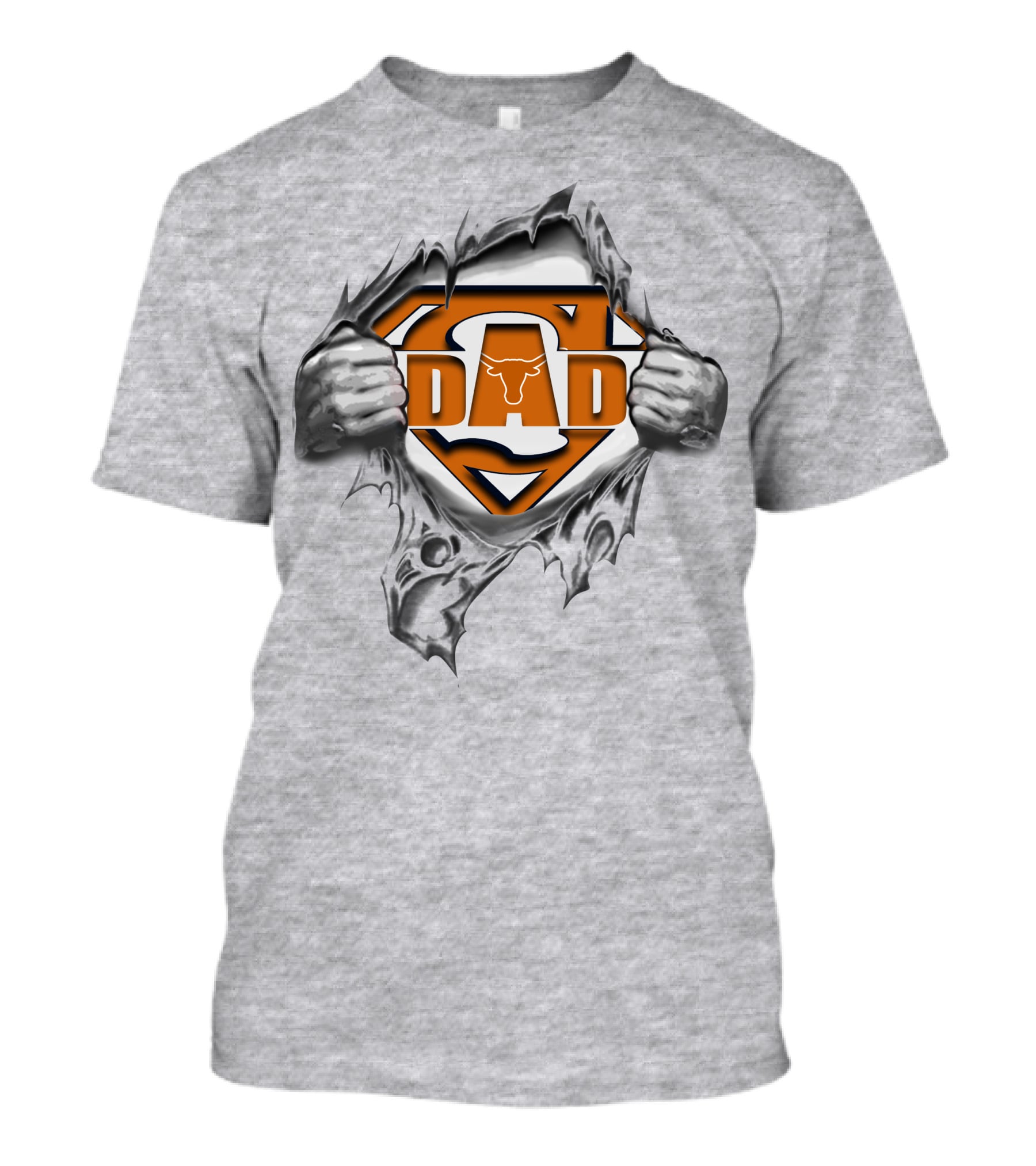 Texas Longhorn Dad Super Hero Busting Through T-Shirt