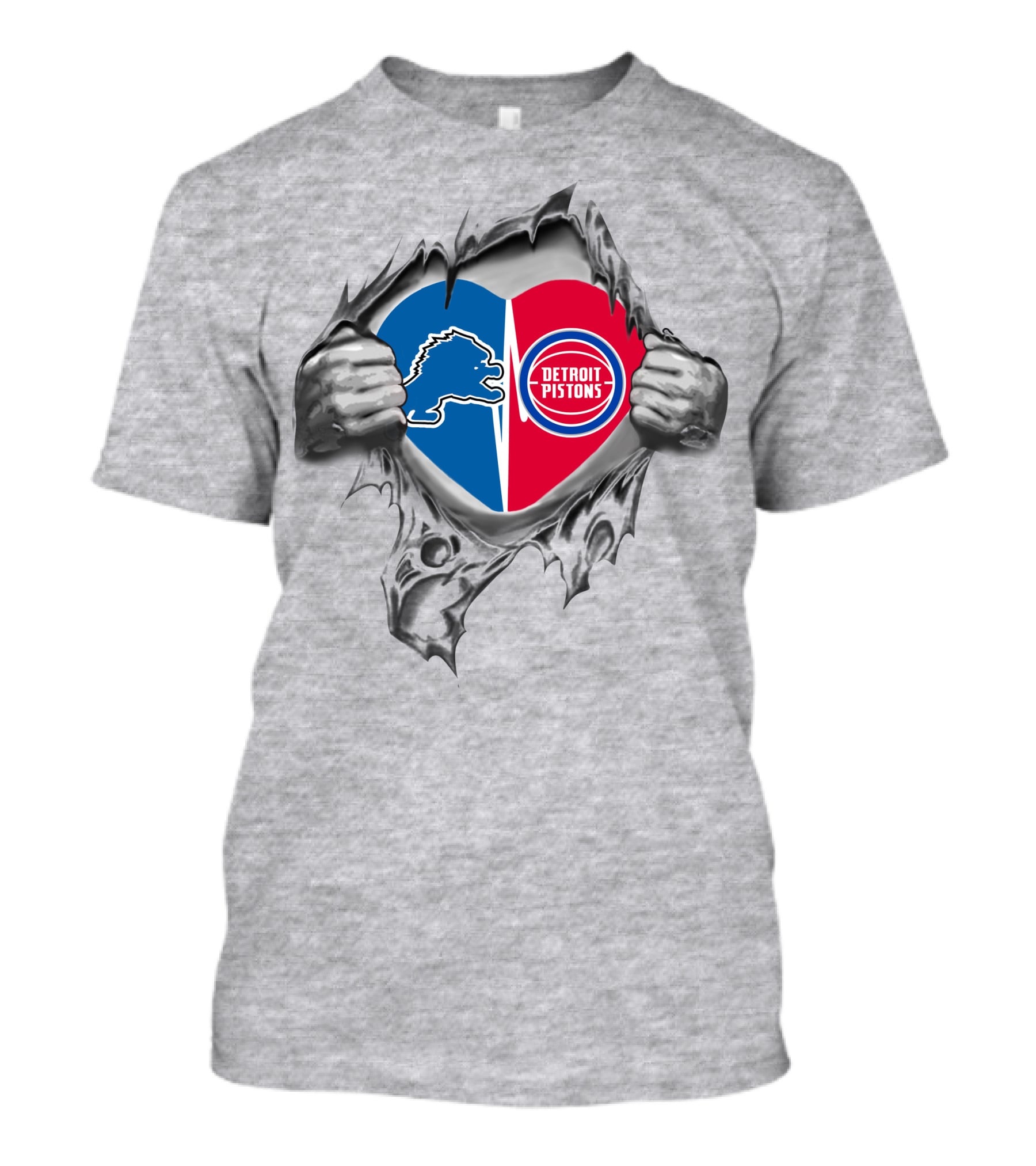 Detroit Pistons And Lions Heart T-Shirt