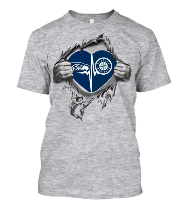 Seahawks Mariners Heart Logo Unveiling Passion T-Shirt