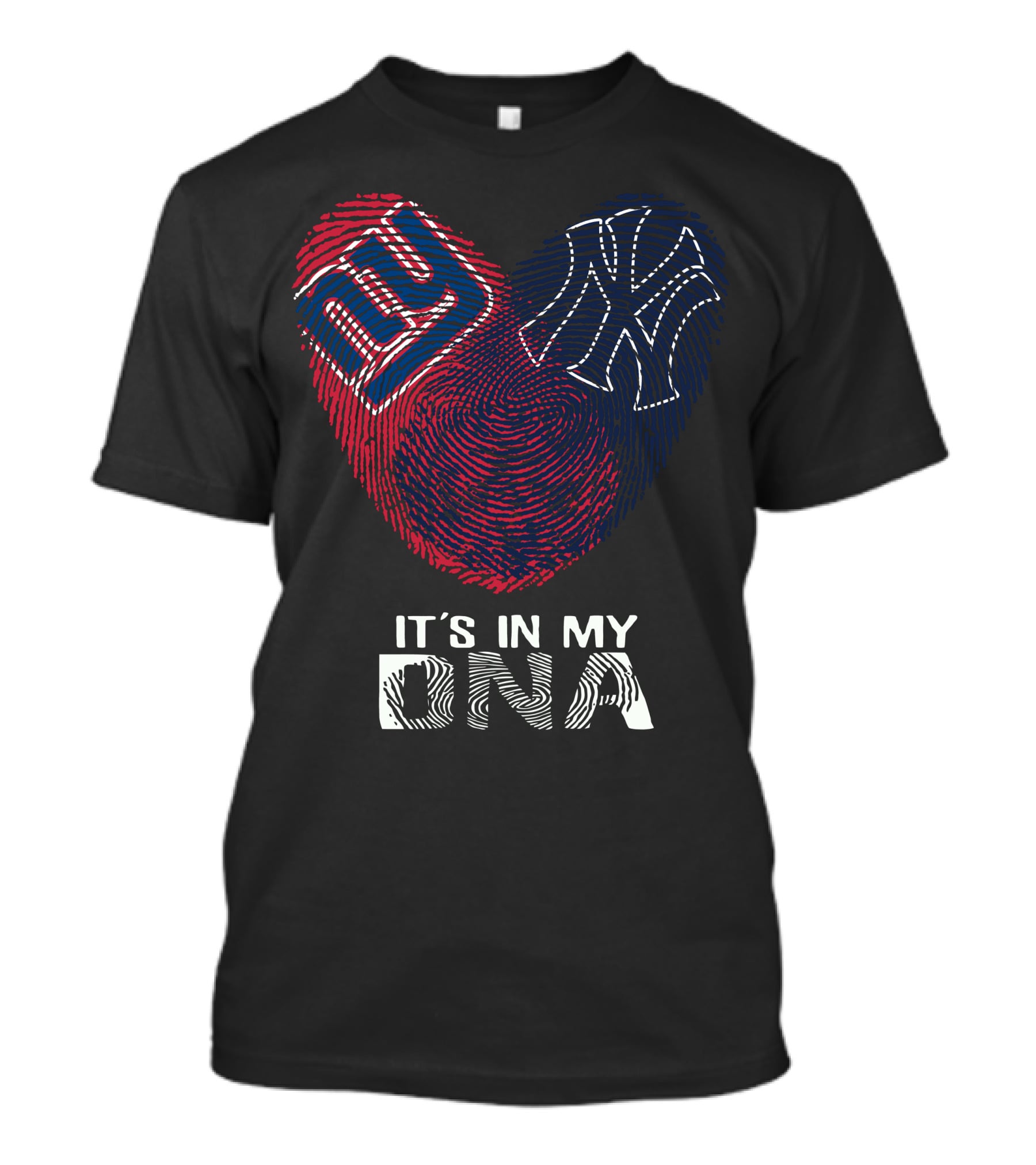 Giants Yankees It's In My DNA Fingerprint Heart T-Shirt