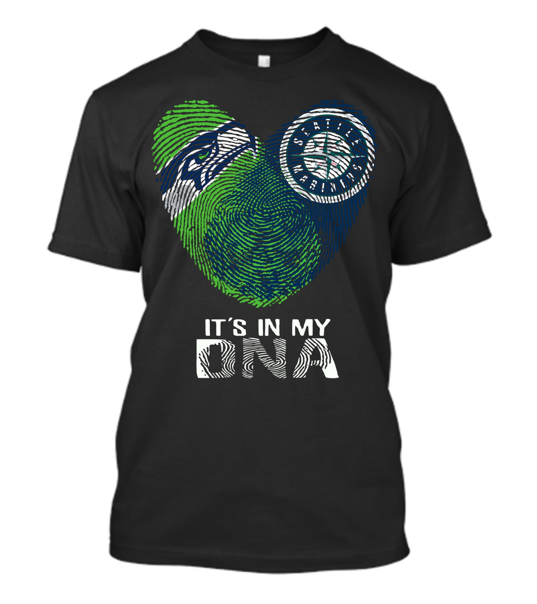Seahawks Mariners It's In My Dna Fingerprint Heart T-Shirt