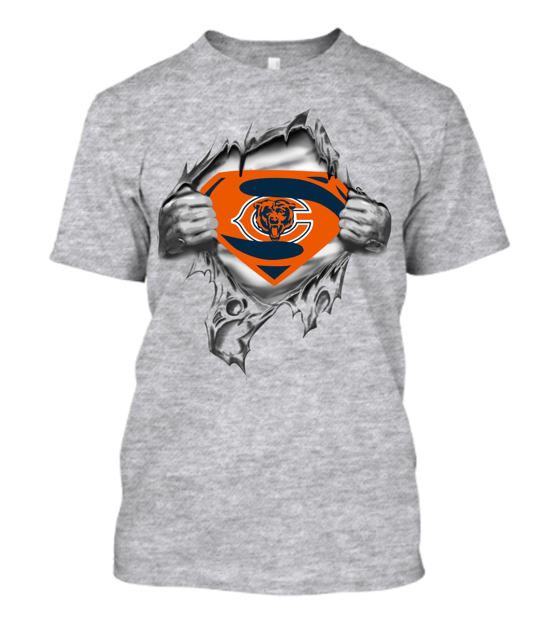 Chicago Bears Super Man Logo Rip T-Shirt