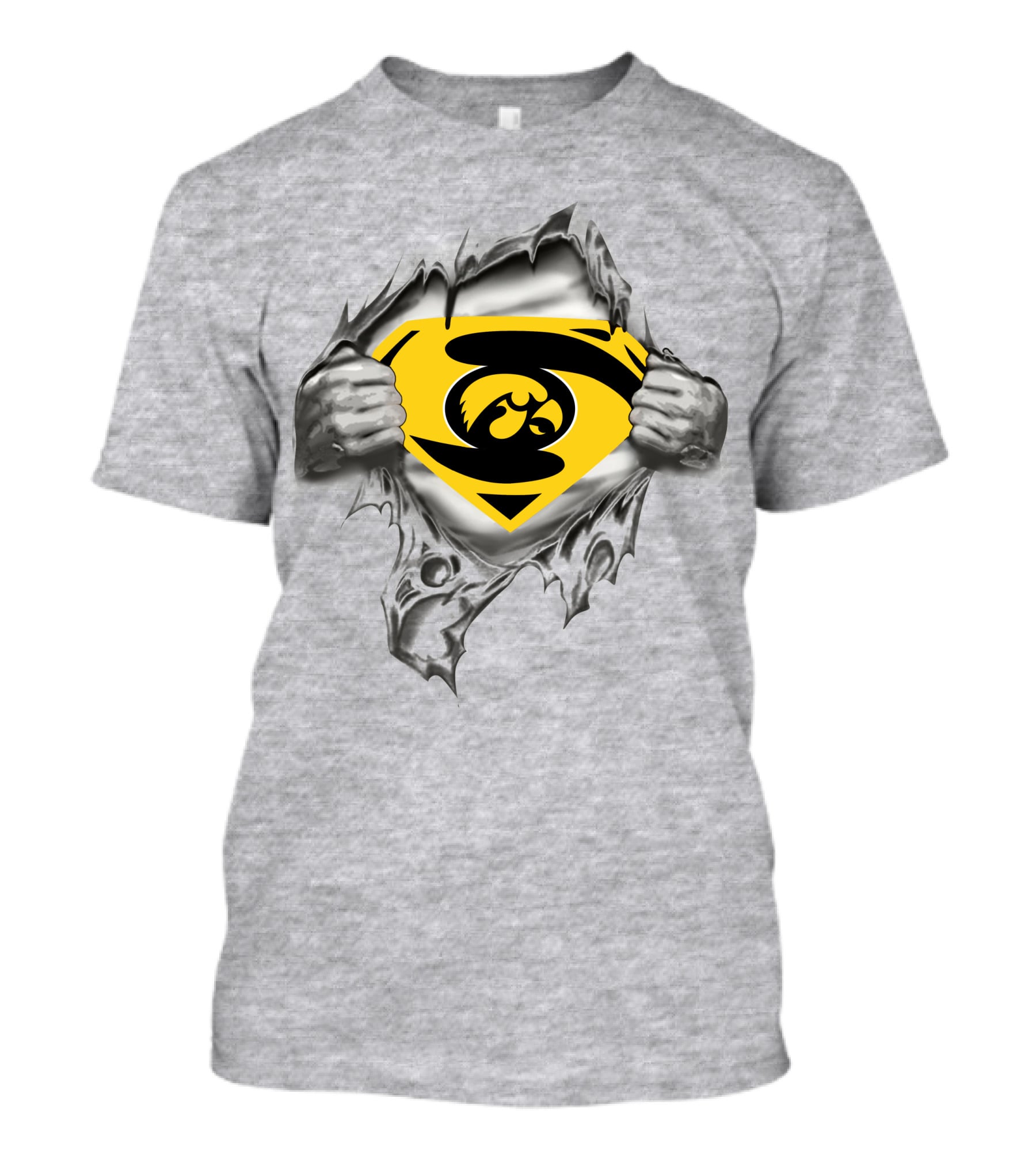 Iowa Hawkeyes Superman Logo Chest Rip T-Shirt