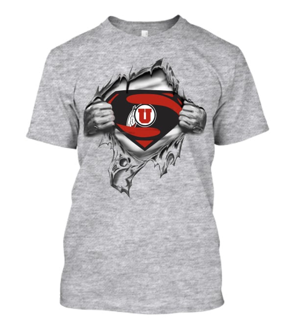 Utah Utes Superman Logo With Ripping Chest T-Shirt
