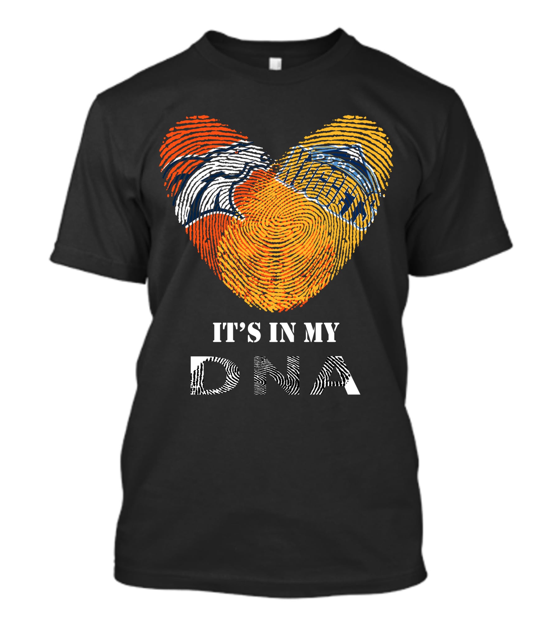 Broncos Nuggets Fingerprint Heart It's In My DNA T-Shirt