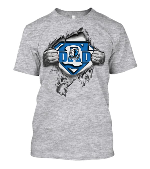 Dallas Mavericks Super Dad Logo With Superman Shield T-Shirt