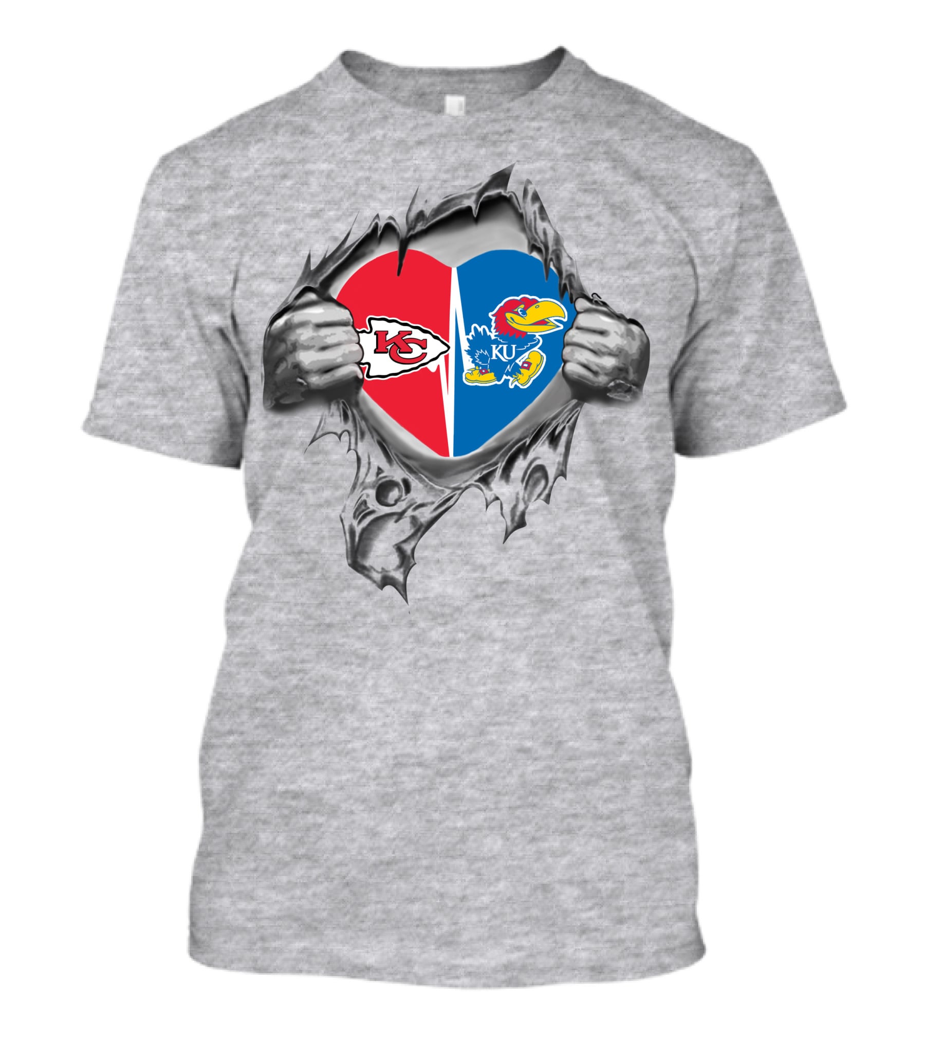 Kansas City Chiefs And Kansas Jayhawks Heart T-Shirt