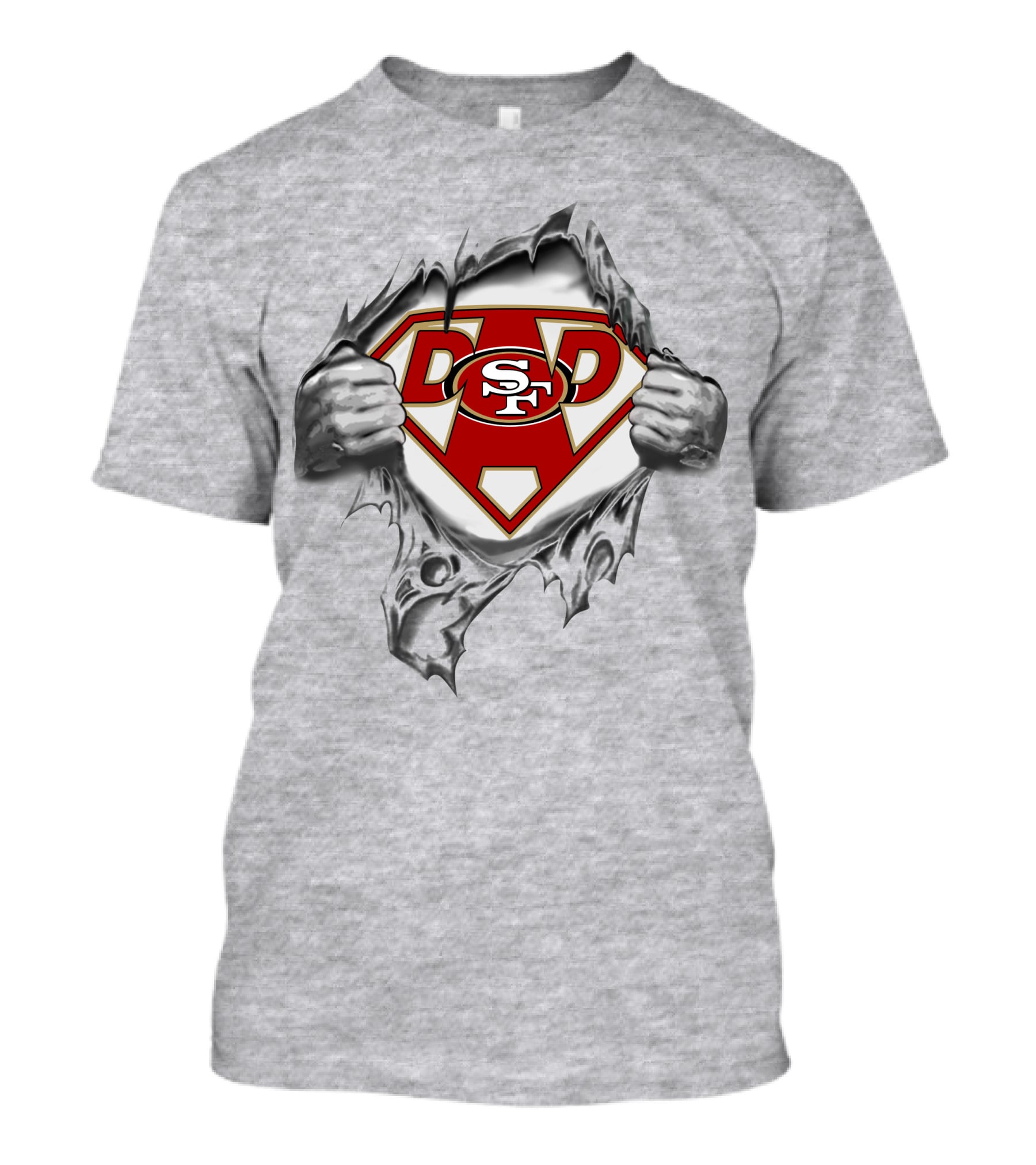 49ers Super Dad Breaking Through Superhero Logo Sf T-Shirt
