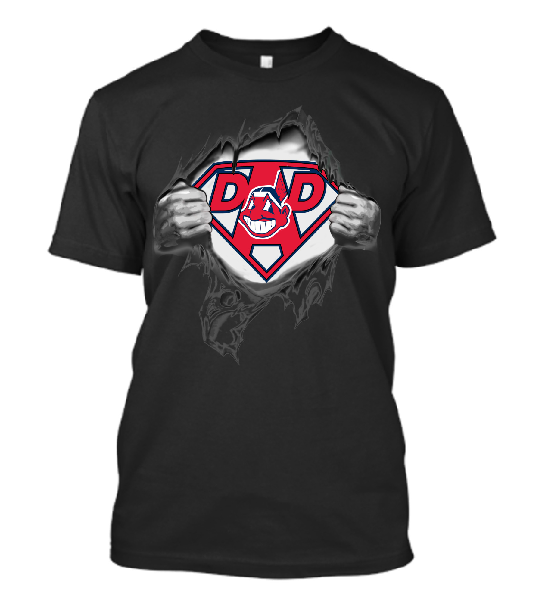 Indians Super Dad Hero With Chief Wahoo Shield T-Shirt