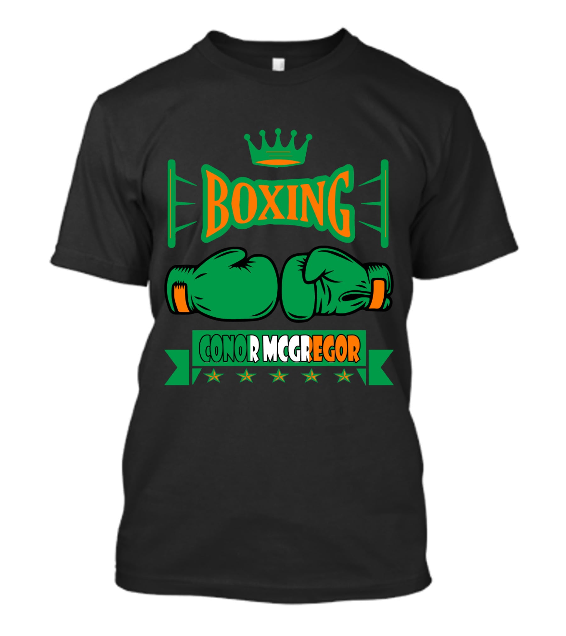 Boxing Conor Mcgregor Green Gloves Crown Stars T-Shirt