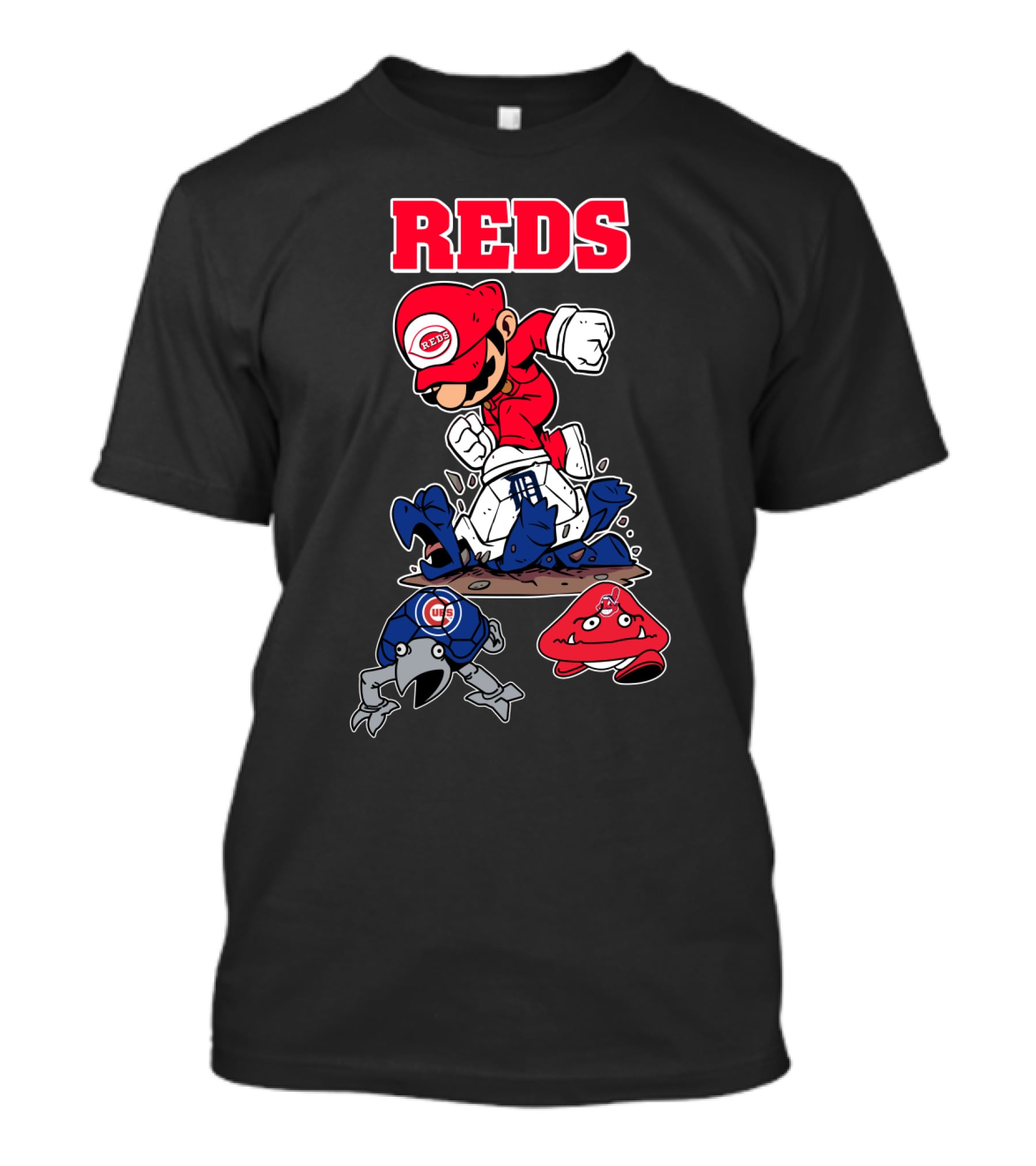 Reds Cincinnati Baseball Super Mario Style Crossover T-Shirt