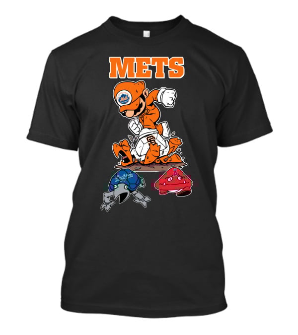 Mets Mario Baseball Crossover With Capsule And Sf Giants Goomba T-Shirt