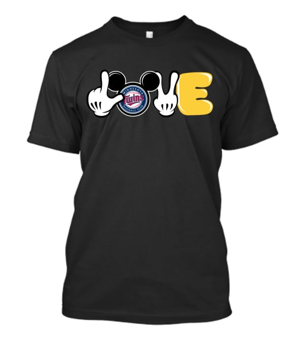 Minnesota Twins Baseball Club Love Theme With Iconic Mickey Mouse Glove Elements T-Shirt