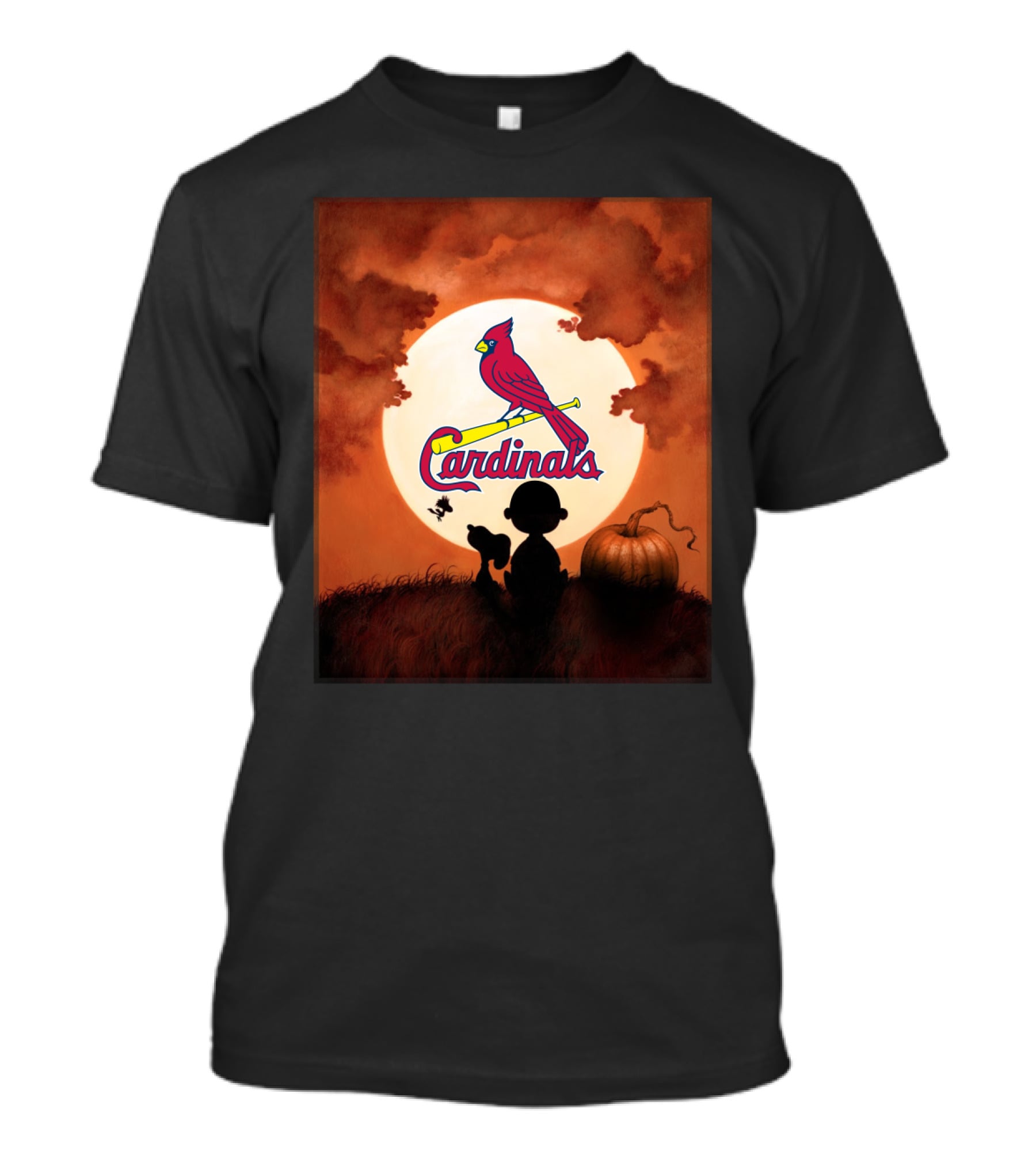 Halloween St. Louis Cardinals Moonlit Silhouette Pumpkin Scene T-Shirt