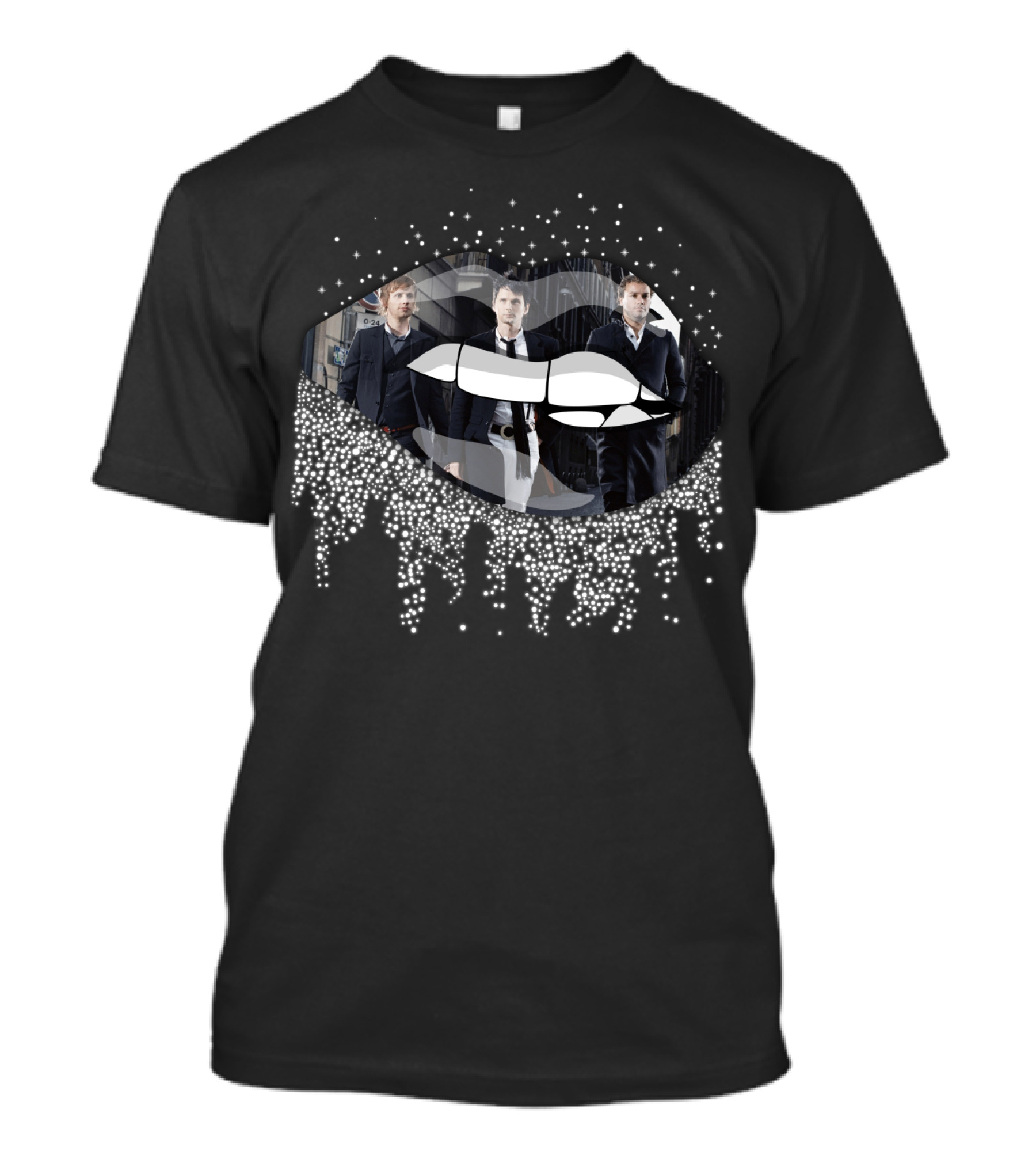 Muse Band Members White Lips Sparkling Drip T-Shirt